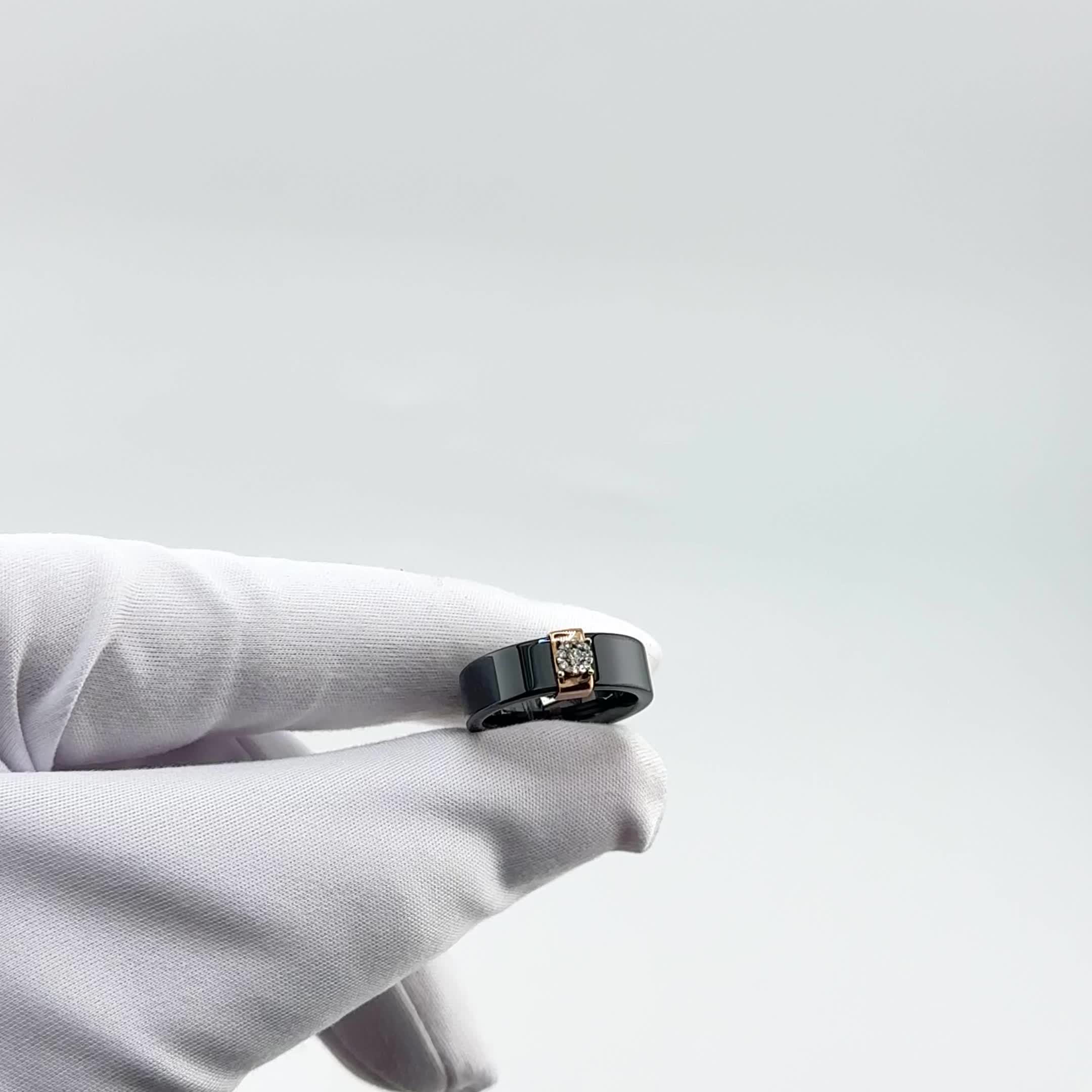 Кольцо из керамики с бриллиантами и золотом 585 пробы арт. 963323Чк.1