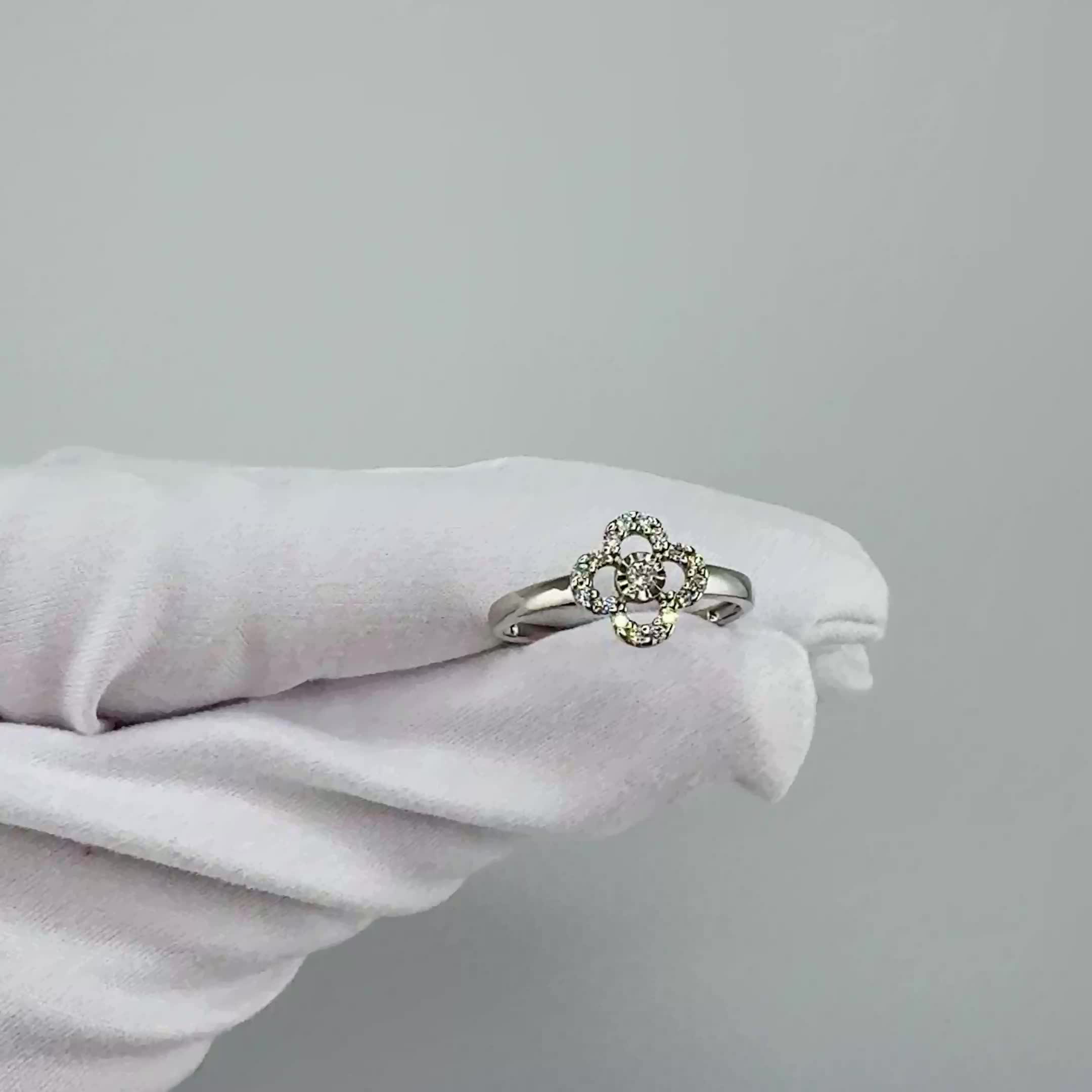 Кольцо "Клевер" с бриллиантами из белого золота 585 пробы  арт. 964035.2