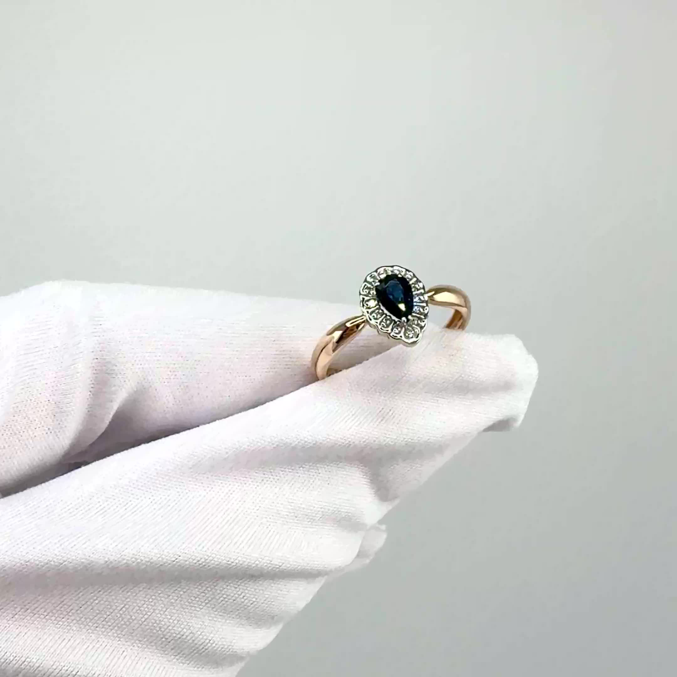 Кольцо с сапфиром и бриллиантами из золота 585 пробы арт. 9640981.1