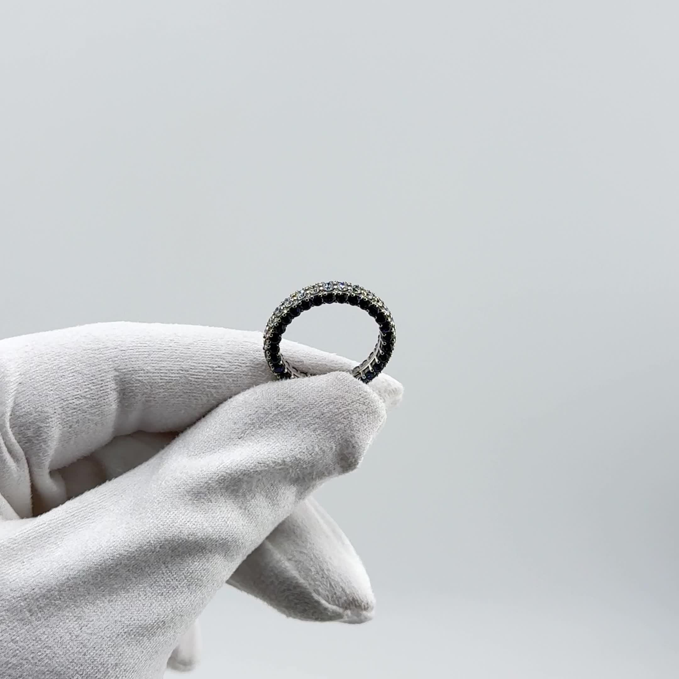 Кольцо с бриллиантами и сапфирами из белого золота 585 пробы арт. 964469.2