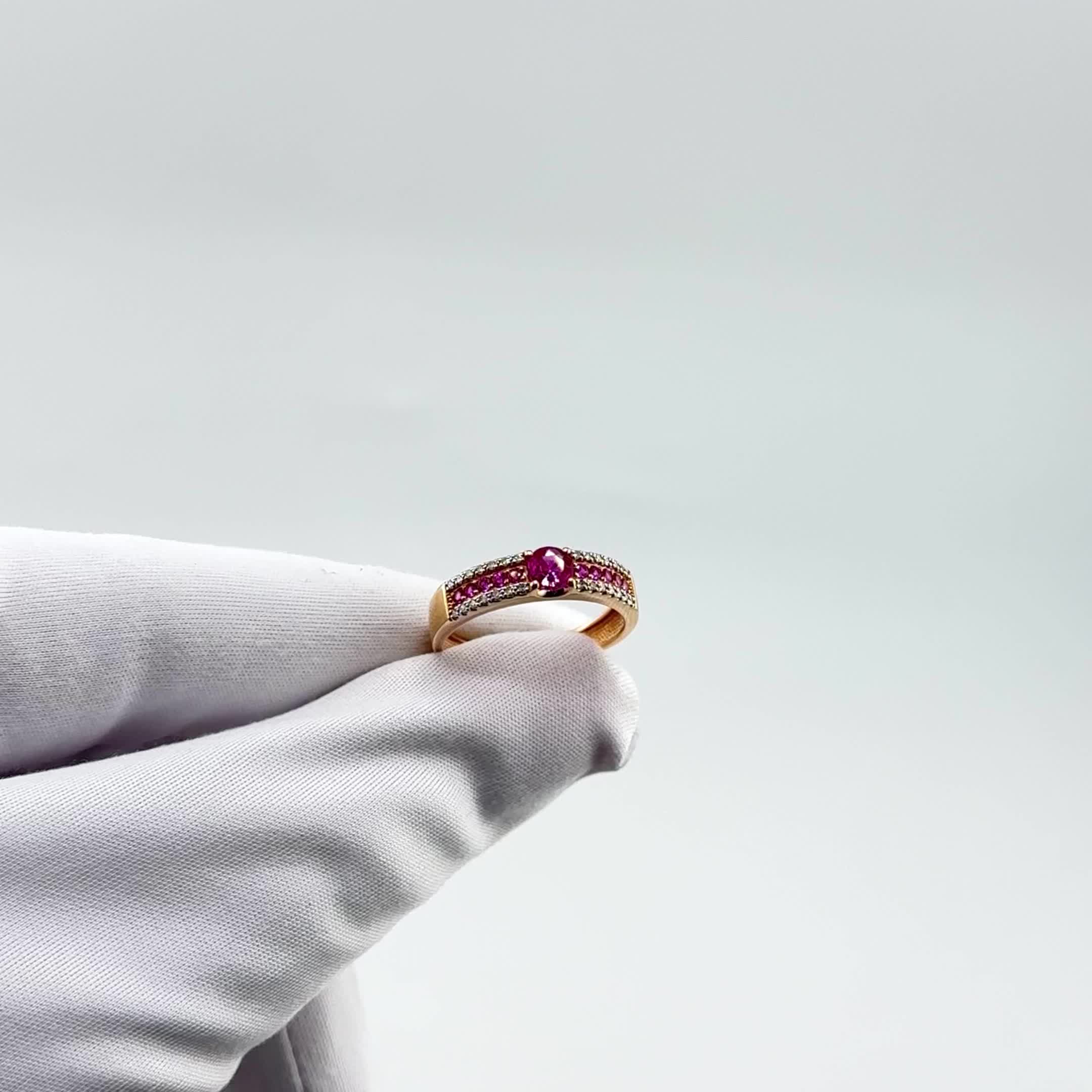 Кольцо с рубинами и бриллиантами из золота 585 пробы арт. 964545.1