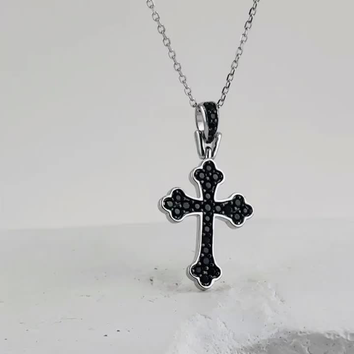 Колье "Крест" со шпинелью из серебра 925 пробы арт. A34P263_TSP_SP_WG