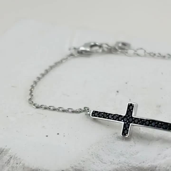 Браслет "Крест" со шпинелью из серебра 925 пробы арт. BT6573_BT_SP_WG