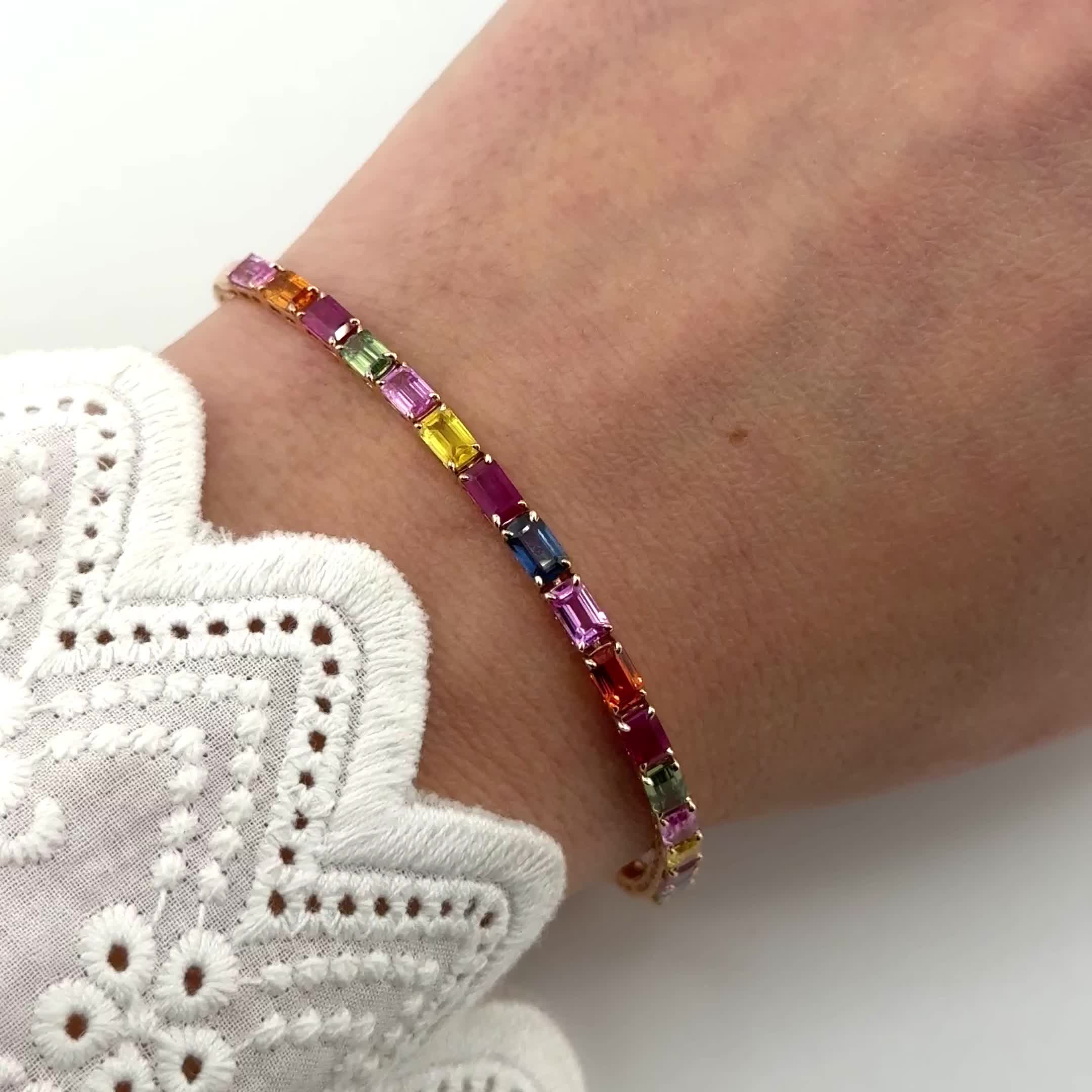 Браслет с рубинами и сапфирами из золота 585 пробы арт. CB50481-FS-RG