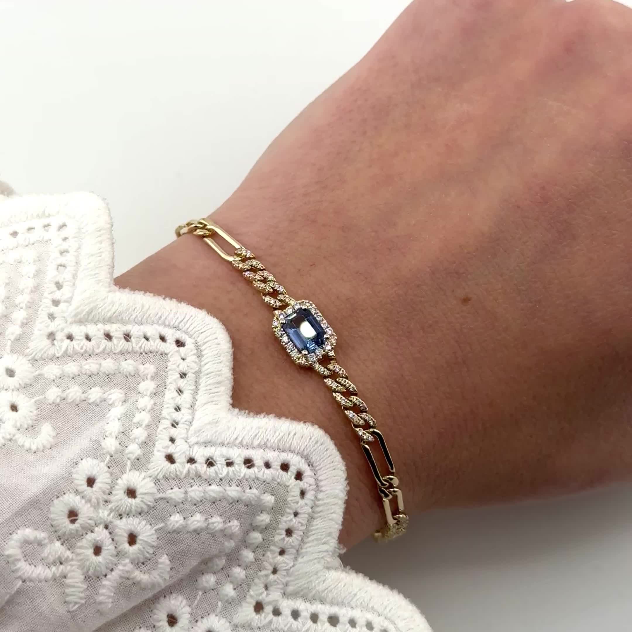 Браслет с сапфиром и бриллиантами из желтого золота 585 пробы арт. CB51401-WD-BS-YG