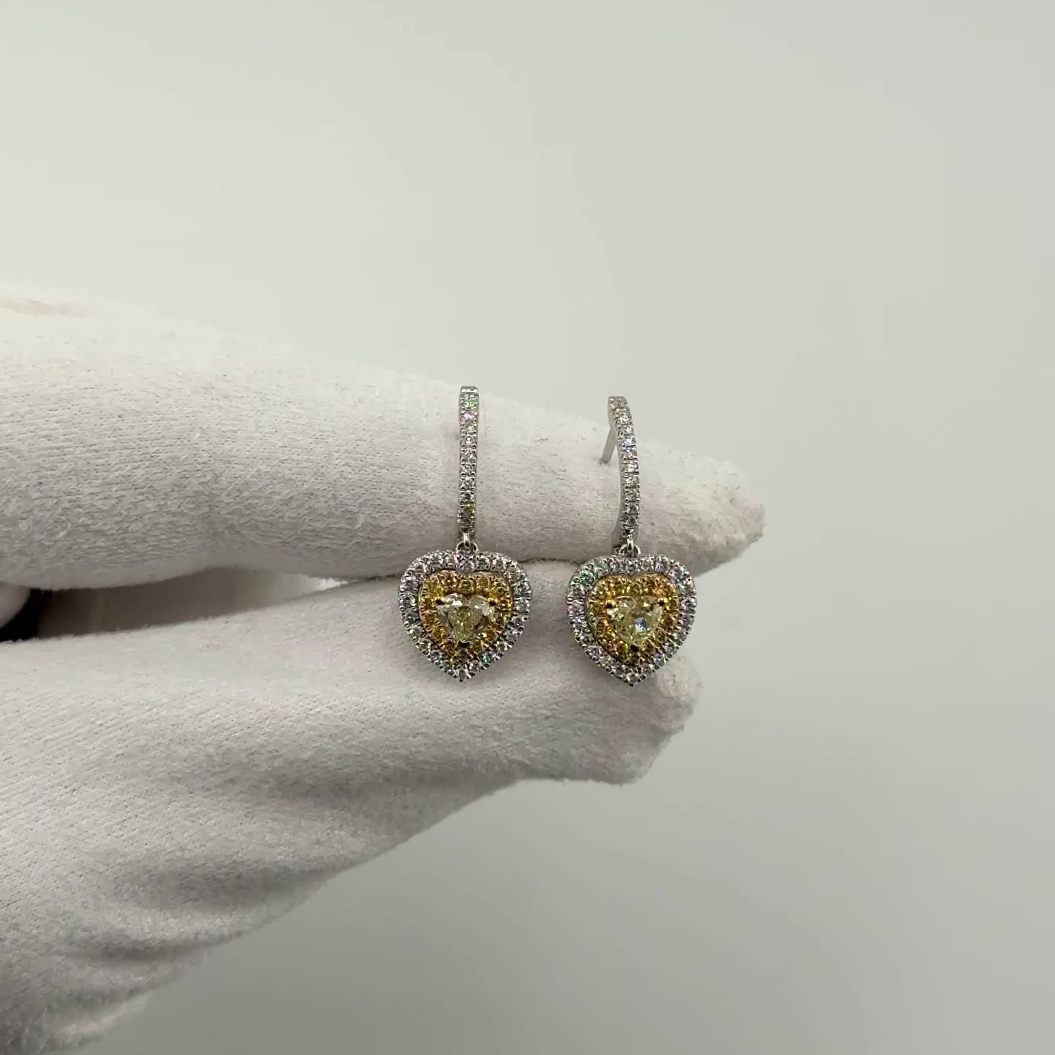 Серьги "Сердца" с бриллиантами из белого золота 585 пробы арт. CE42506B-30-WD-YD-TY