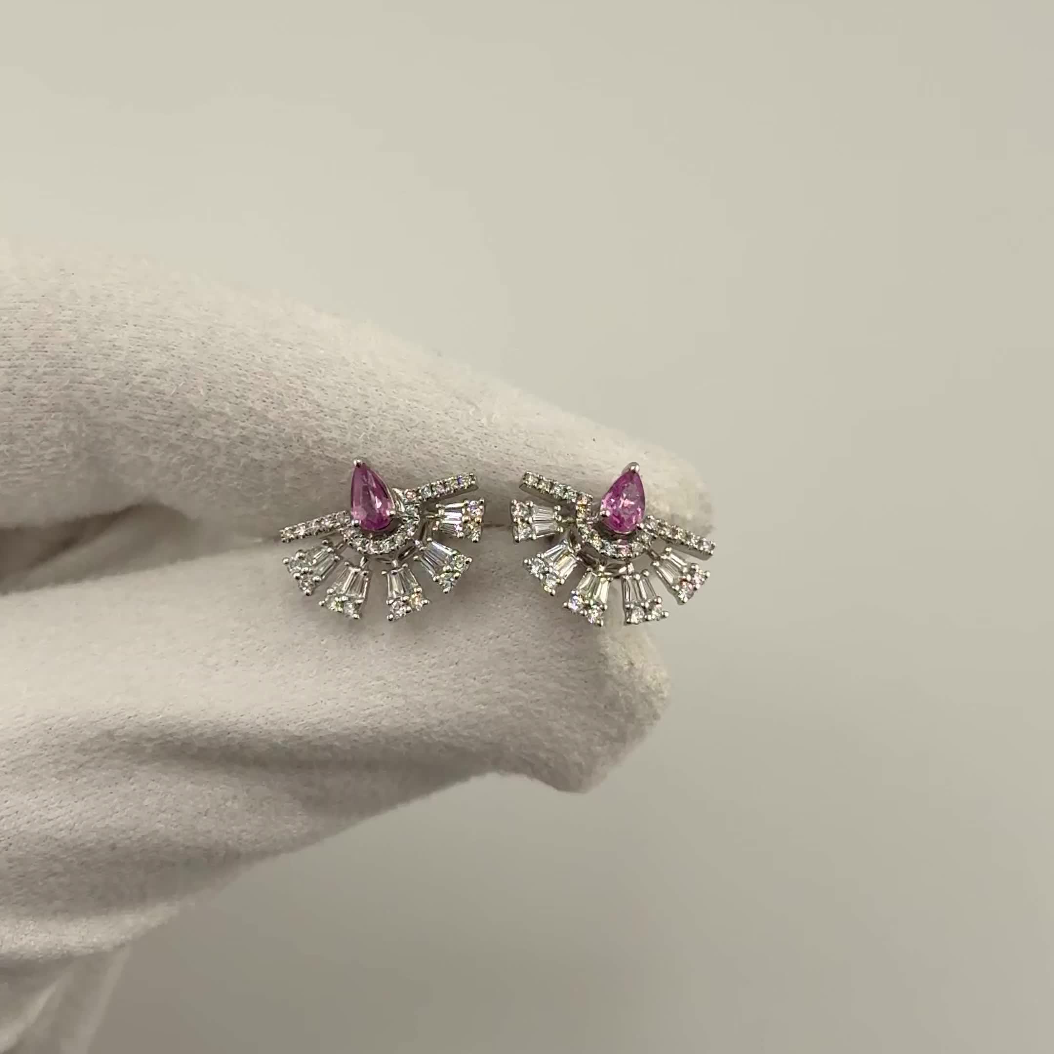 Серьги с сапфирами и бриллиантами из белого золота 585 пробы арт. CE43860-WD-PS