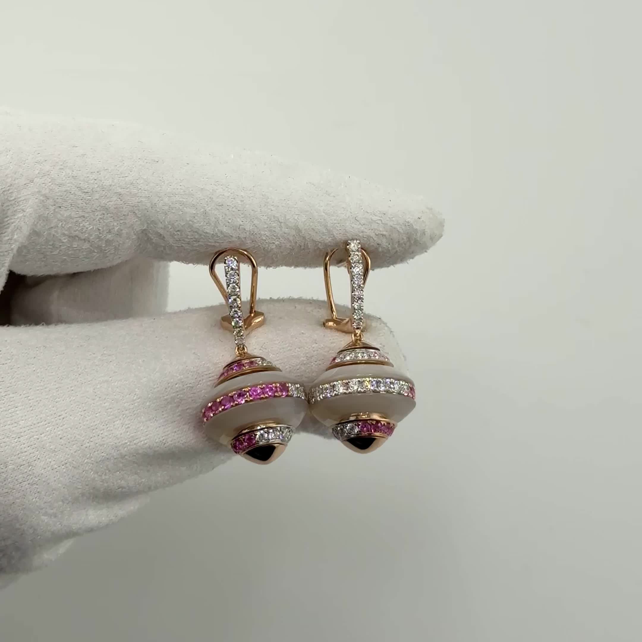 Серьги с сапфирами, перламутром и бриллиантами из золота 585 пробы арт. CE44621-WD-PS-WSHL-RG