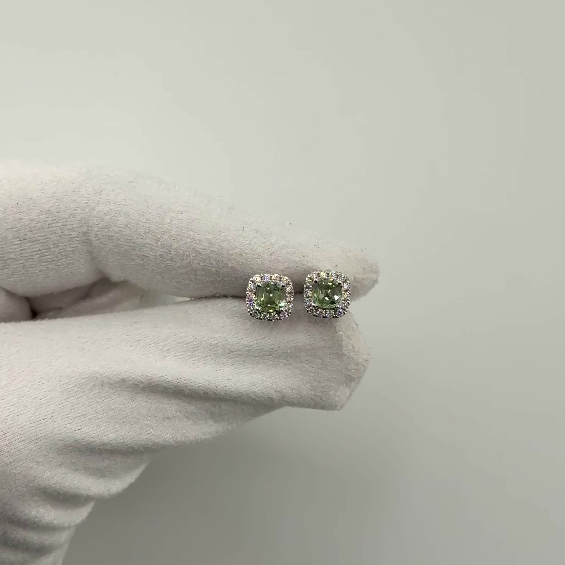 Серьги с сапфирами и бриллиантами из белого золота 585 пробы арт. CE46676-4.5MM-WD-GS