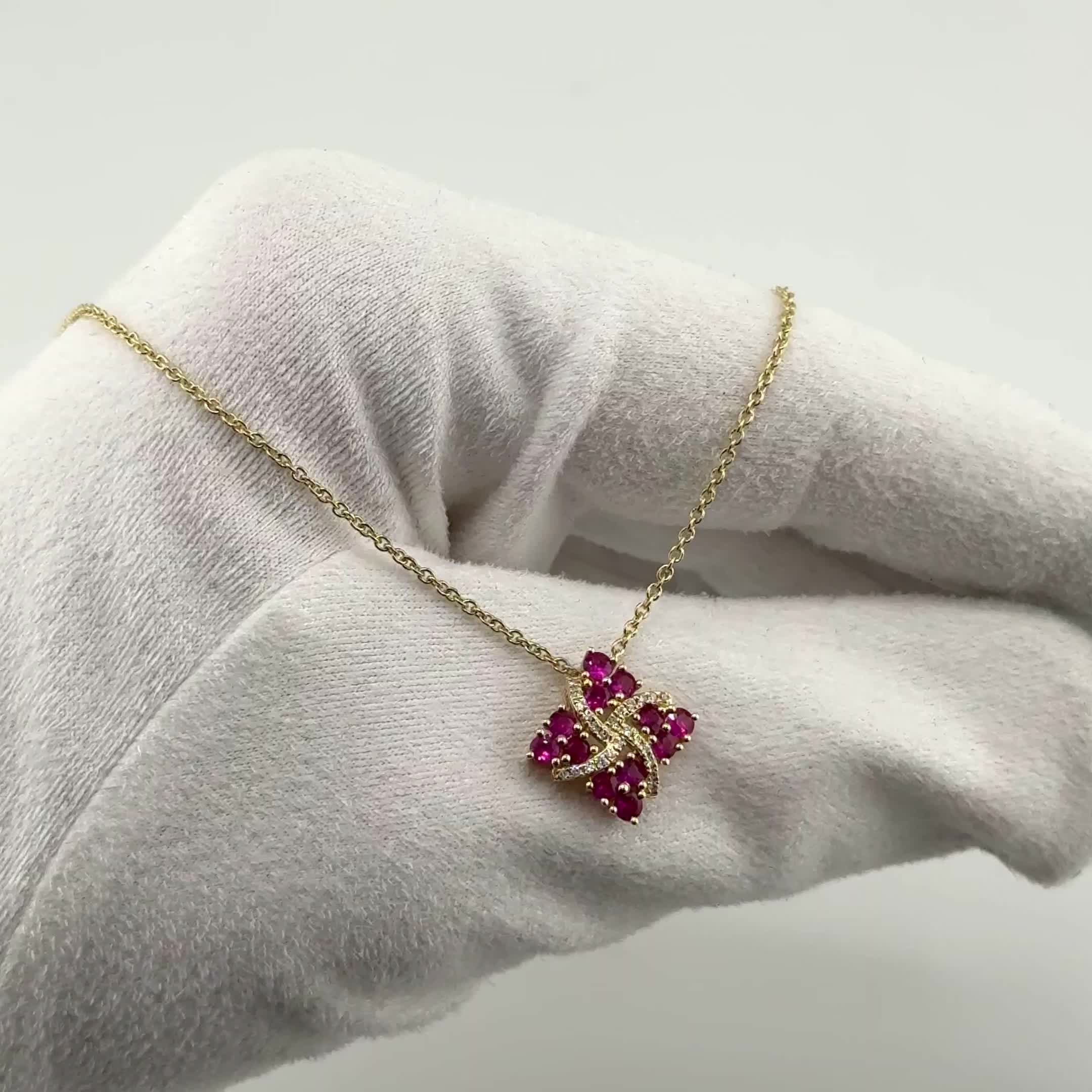 Колье "Цветок" с рубинами и бриллиантами из желтого золота 585 пробы арт. CN33611-WD-RU-ML-YG