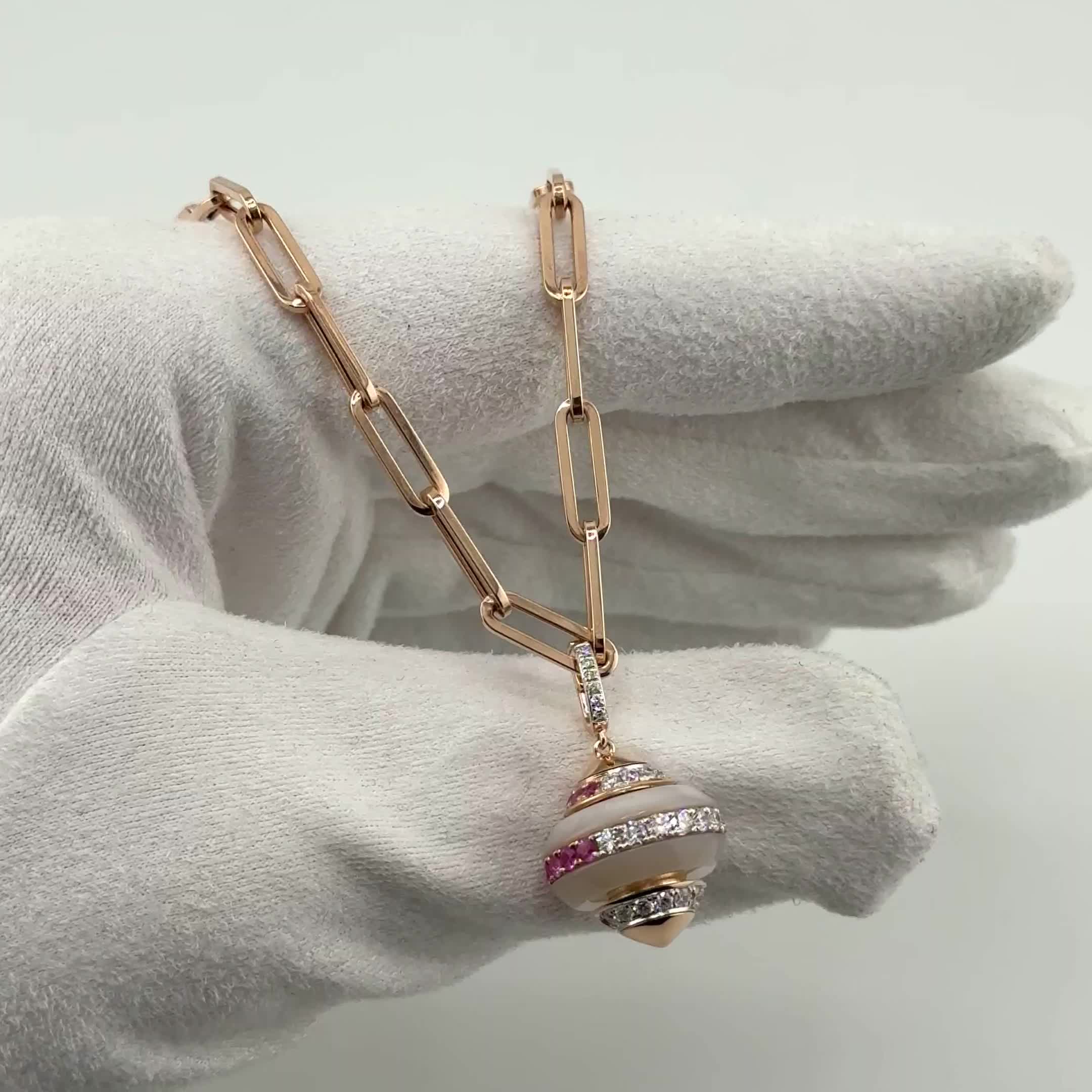 Колье с перламутром, сапфирами и бриллиантами из золота 585 пробы арт. CN33794-WD-PS-WSHL-RG