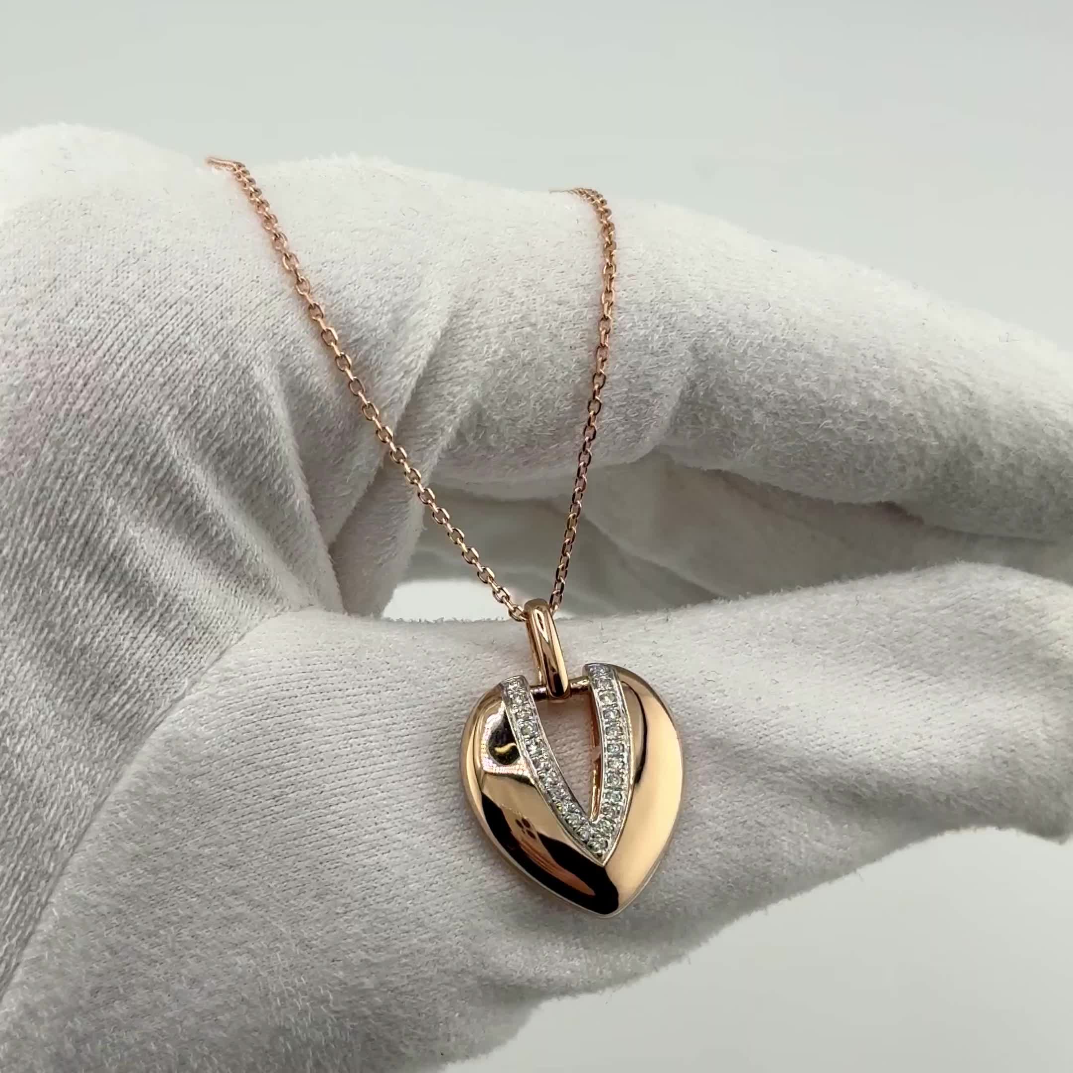 Колье "Сердце" с перламутром и бриллиантами из золота 585 пробы арт. CN34507-WD-WSHL-RG