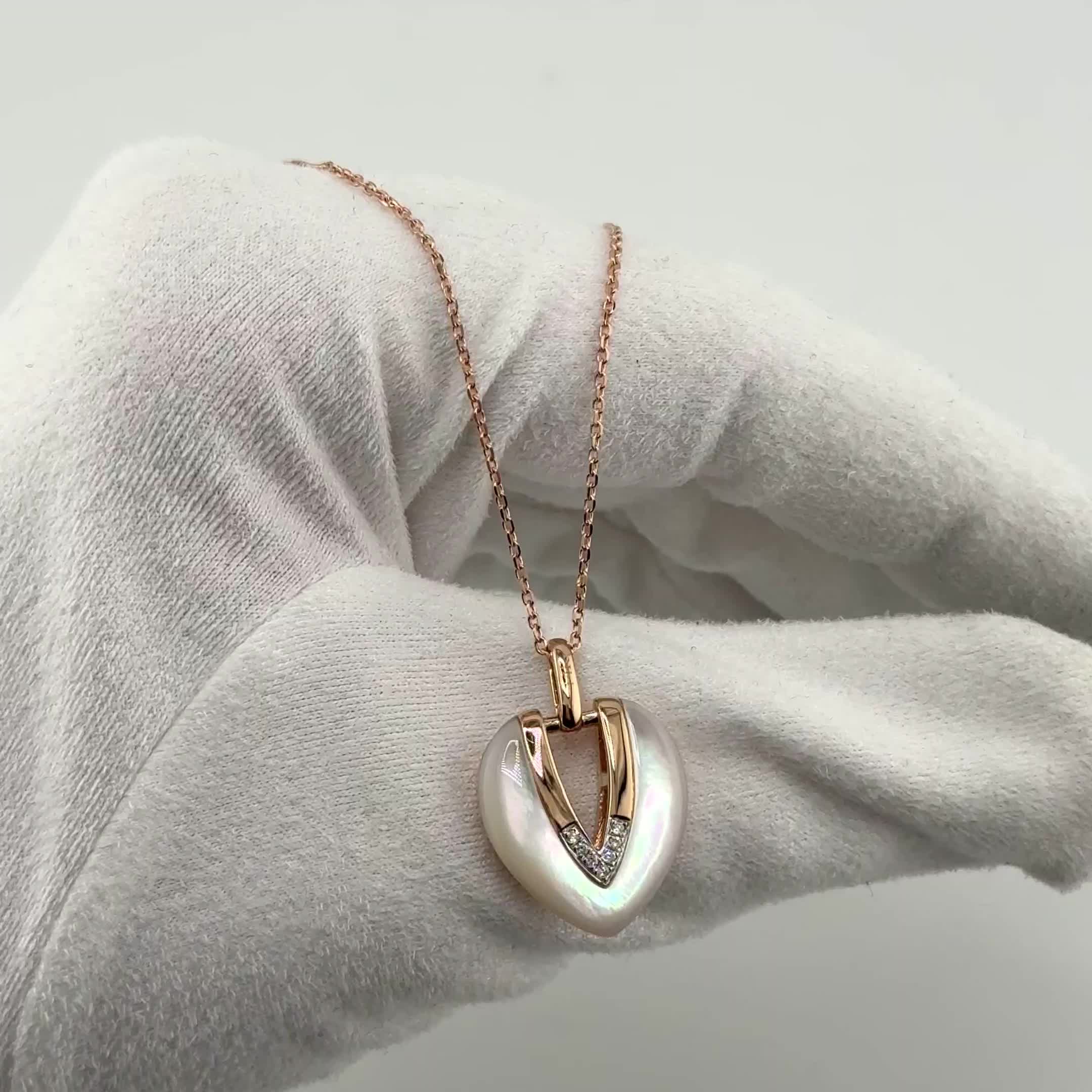 Колье "Сердце" с перламутром и бриллиантами из золота 585 пробы арт. CN34507-WD-WSHL-RG