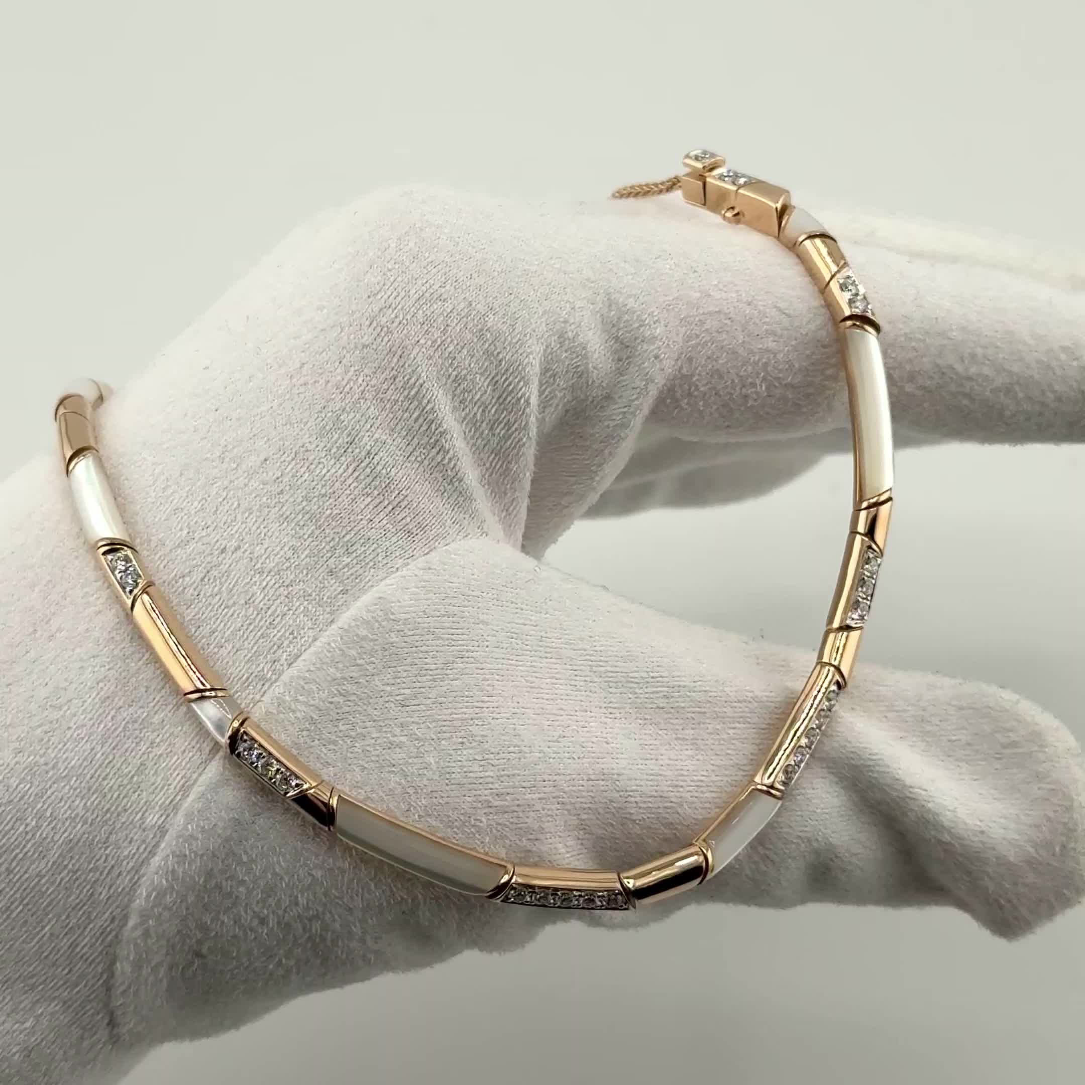 Колье с перламутром и бриллиантами из золота 585 пробы арт. CN34982-WD-WSHL-ML-RG