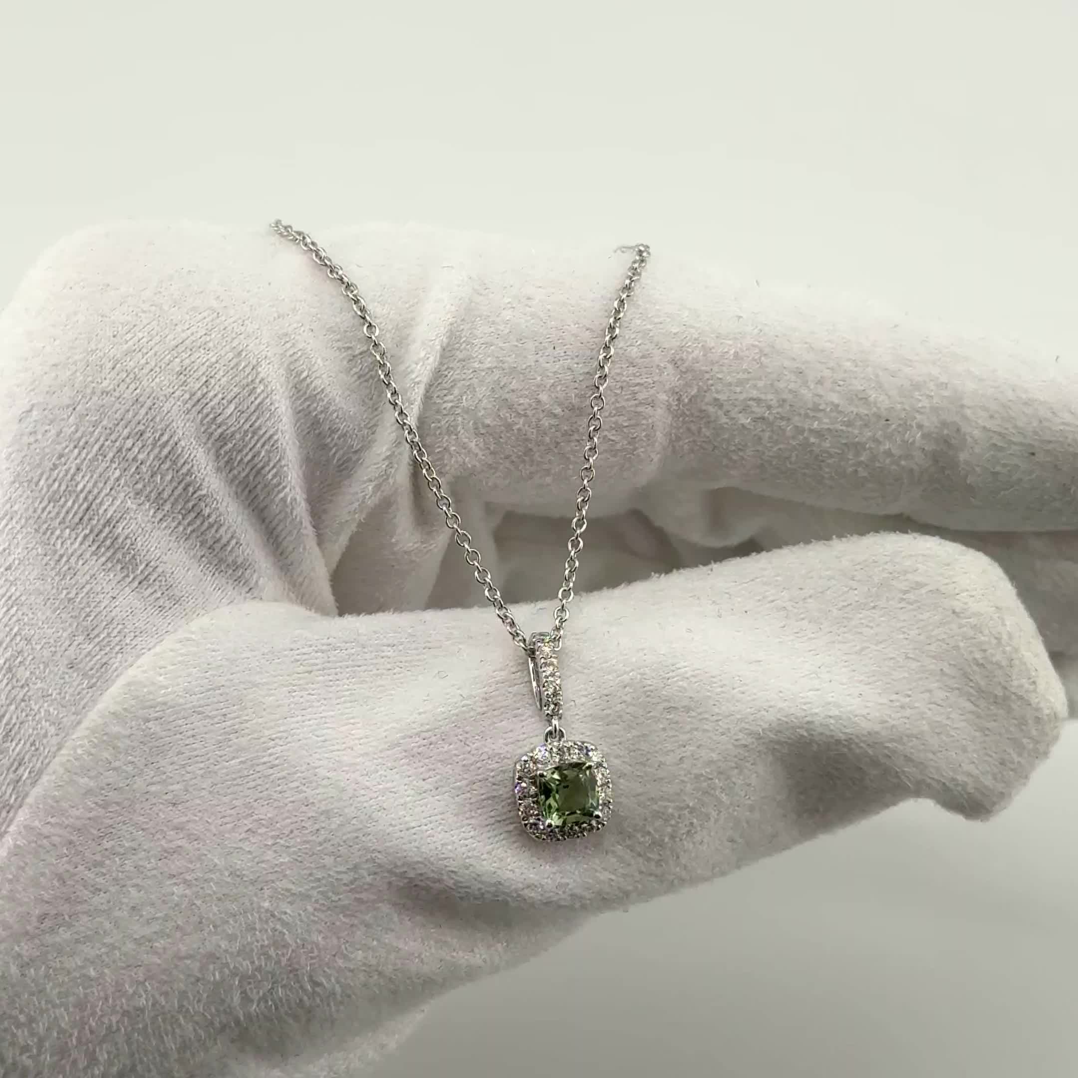 Колье с сапфирами и бриллиантами из белого золота 585 пробы арт. CN35601-4.5MM-WD-GS-ML