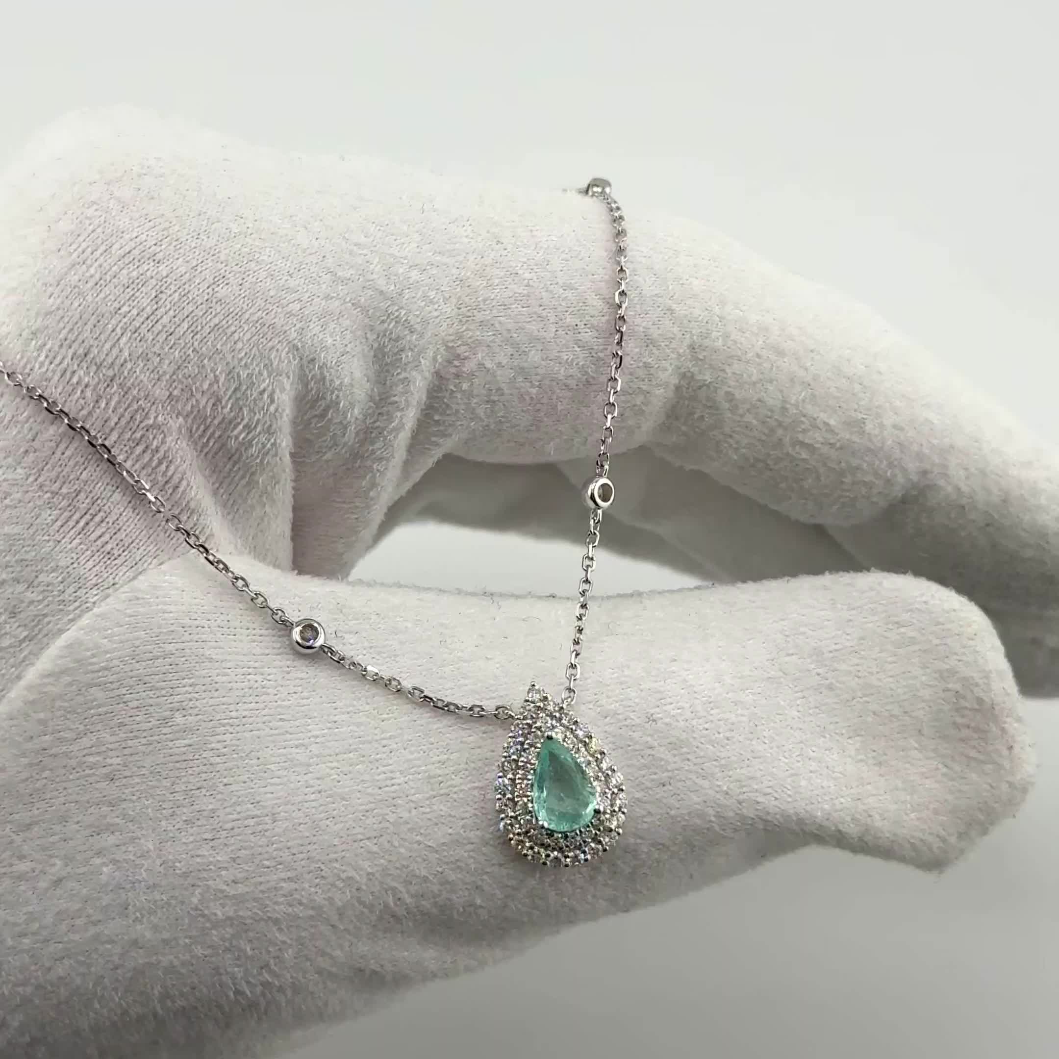 Колье с турмалином и бриллиантами из белого золота 585 пробы арт. CN36014-WD-PBT