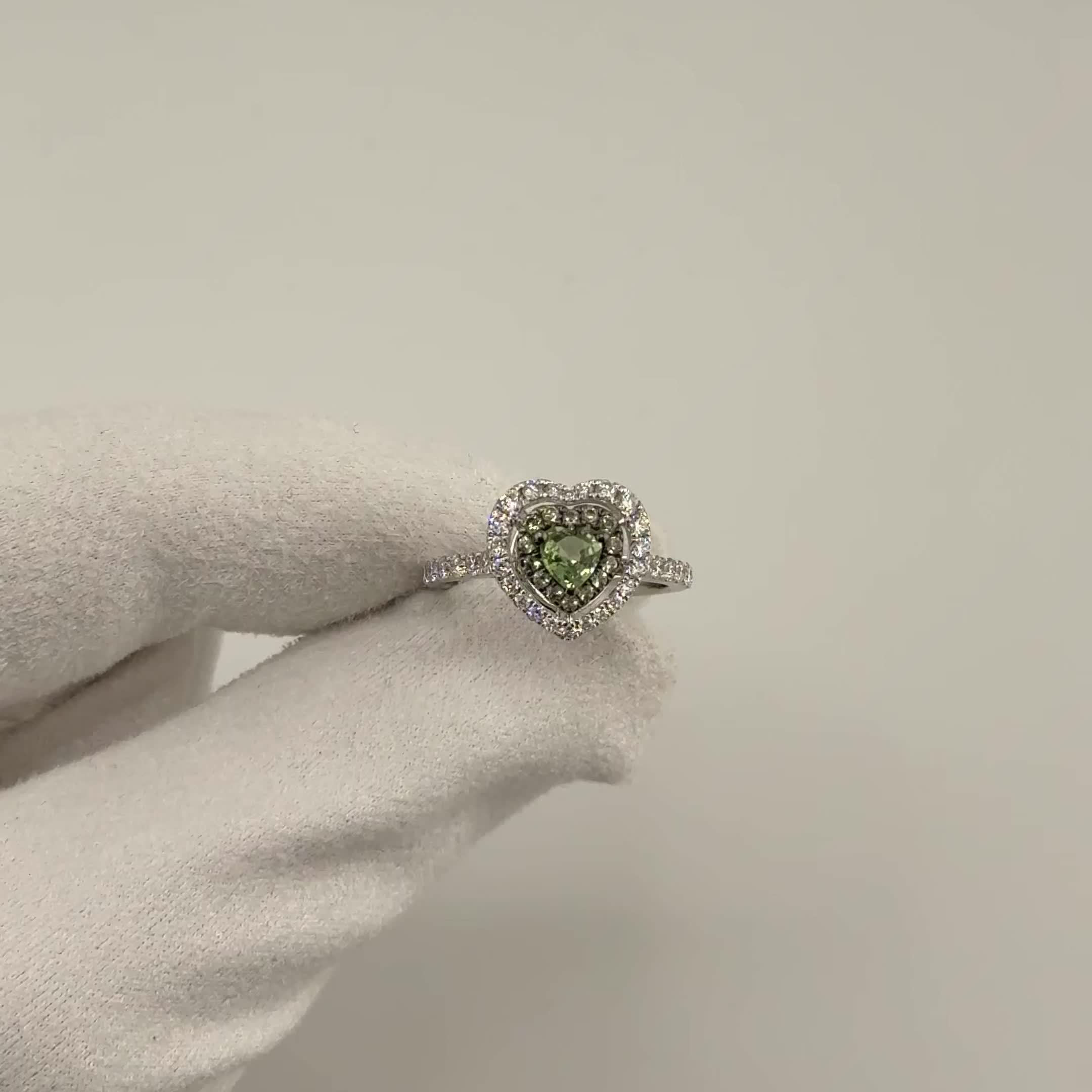 Кольцо "Сердце"с сапфирами и бриллиантами из белого золота 585 пробы арт. CR12529-5MM-WD-GS