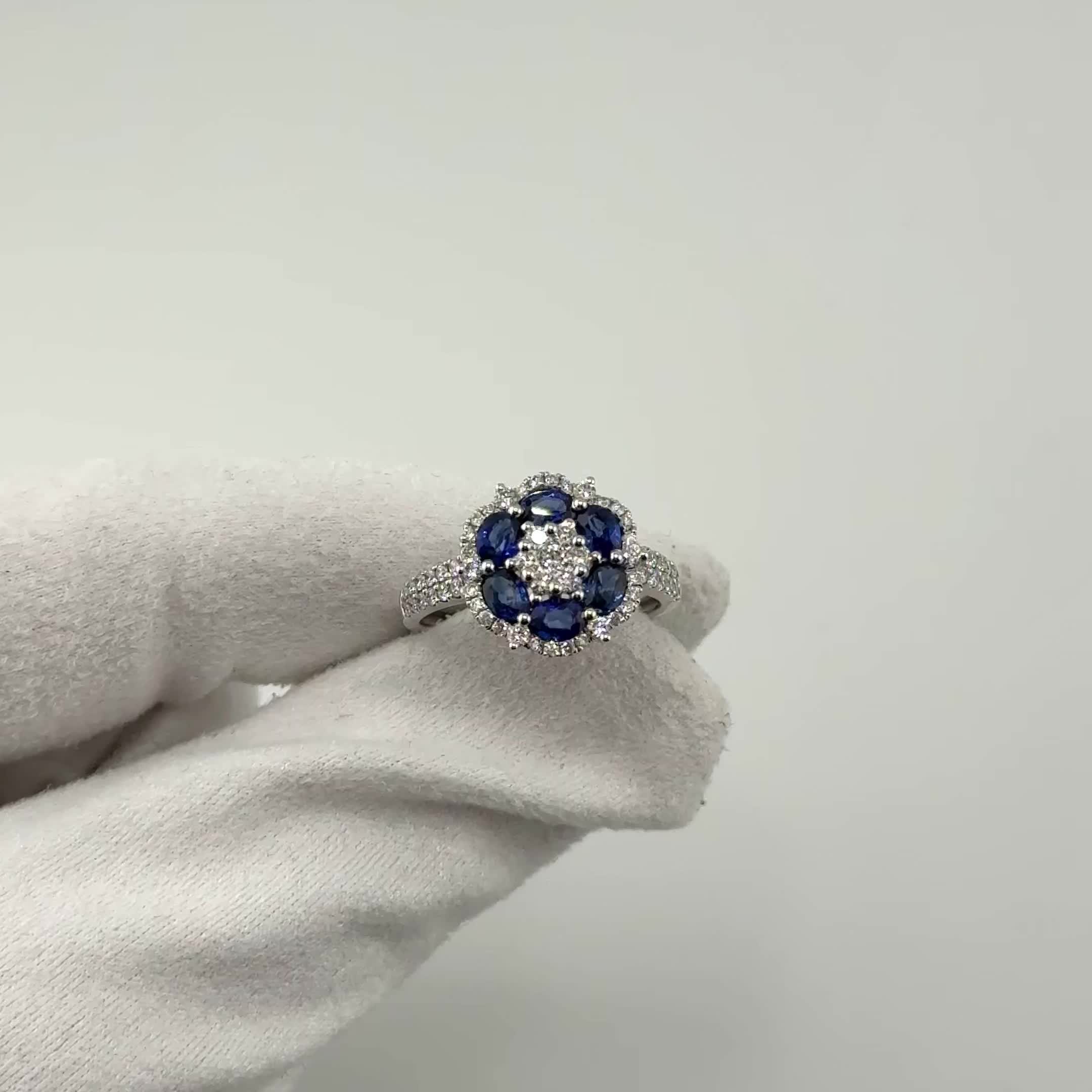 Кольцо с сапфирами и бриллиантами из золота 585 пробы арт. CR15097-WD-BS