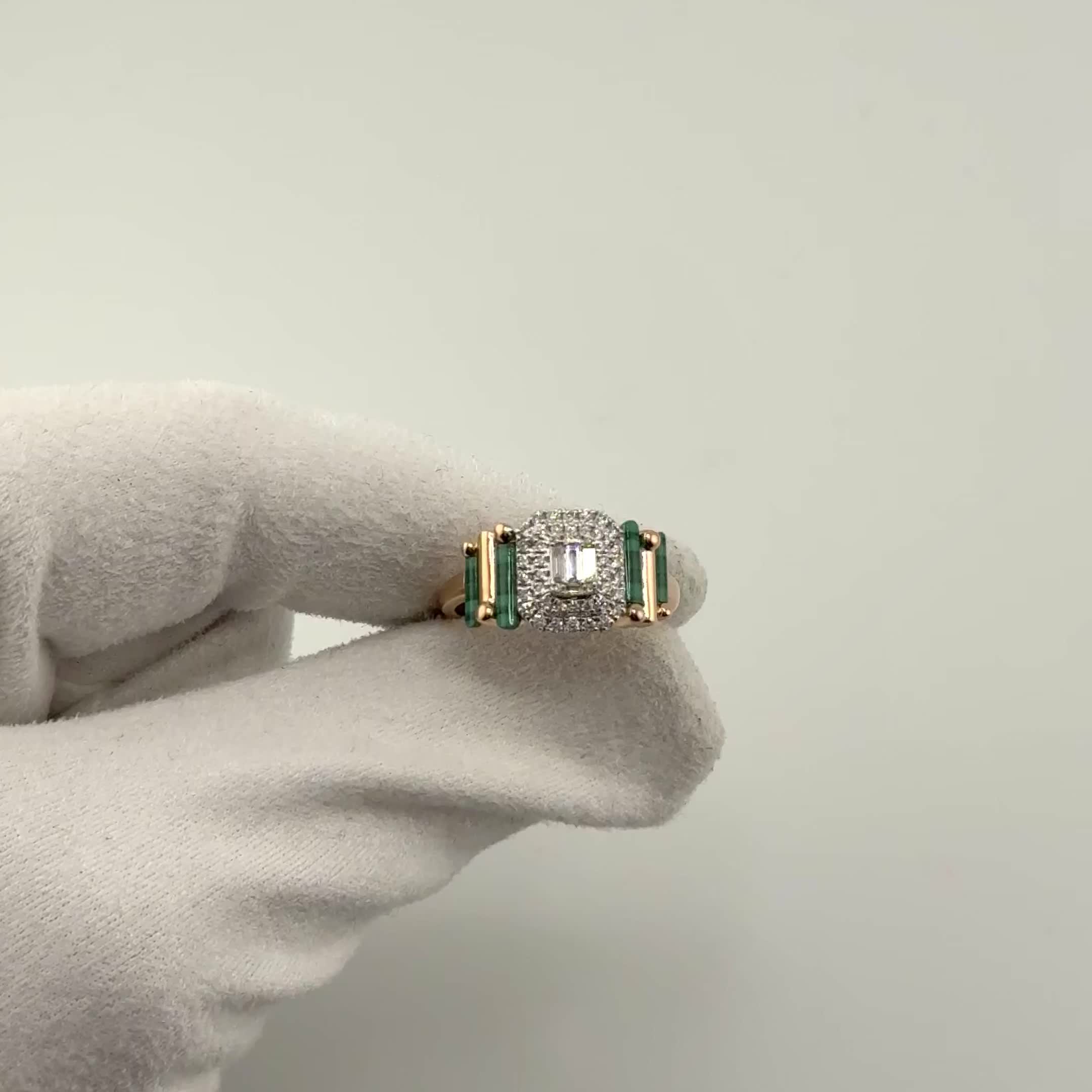 Кольцо с бриллиантами и малахитом из золота 585 пробы арт. CR16027-WD-MA-RG