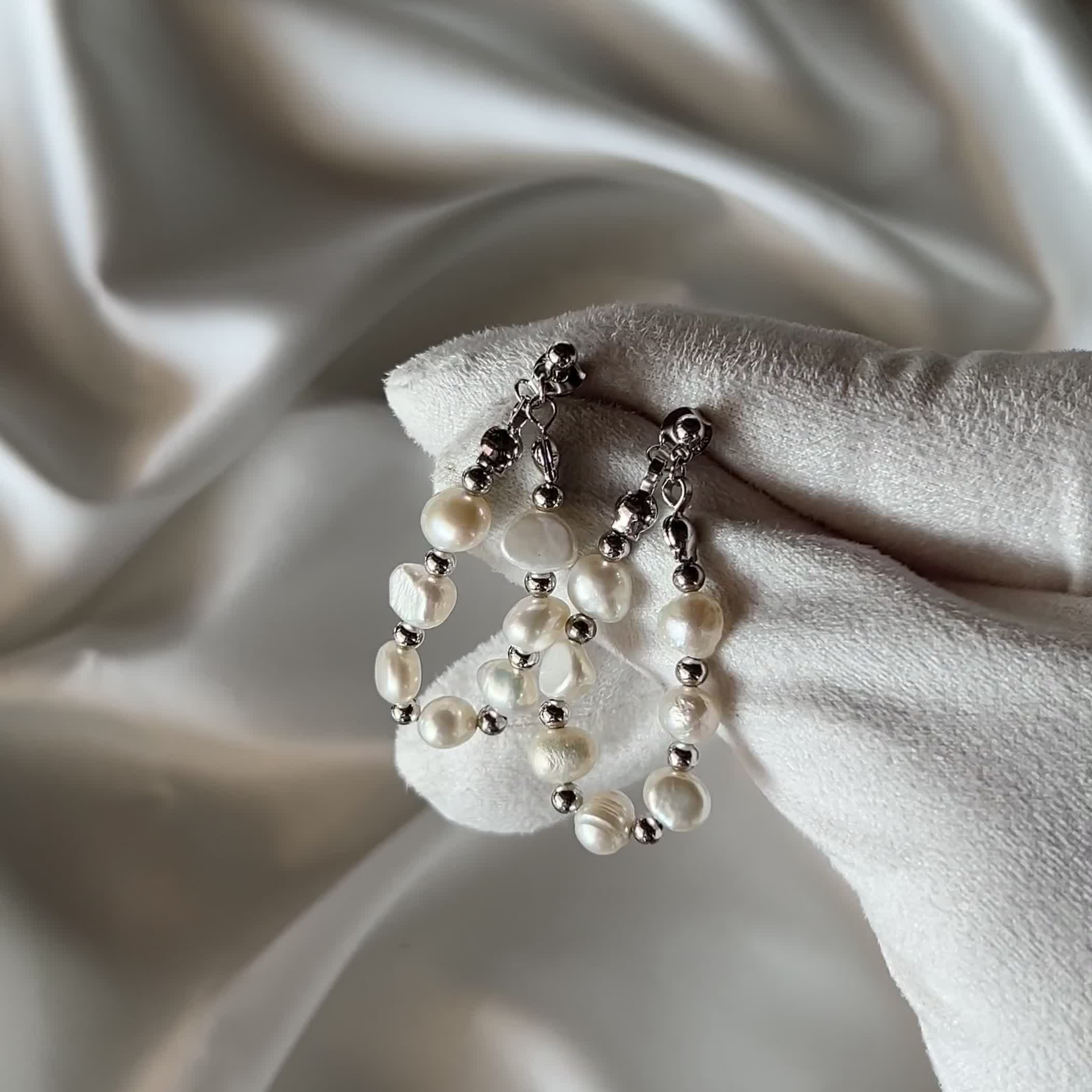 Серьги с жемчугом из серебра 925 пробы арт. DE6504_SR_WP_WG