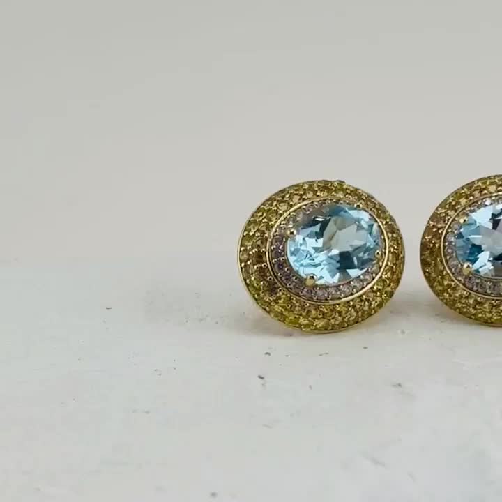 Серьги с топазами, сапфирами и цирконом из серебра 925 пробы с позолотой арт. E-05700-88-S00_SR_YS_BT_Y