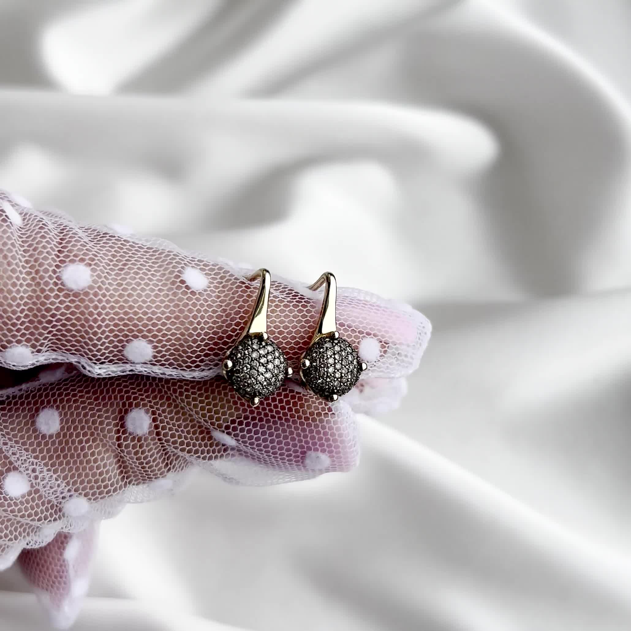 Серьги с бриллиантами из желтого золота 585 пробы арт. E1346-2002