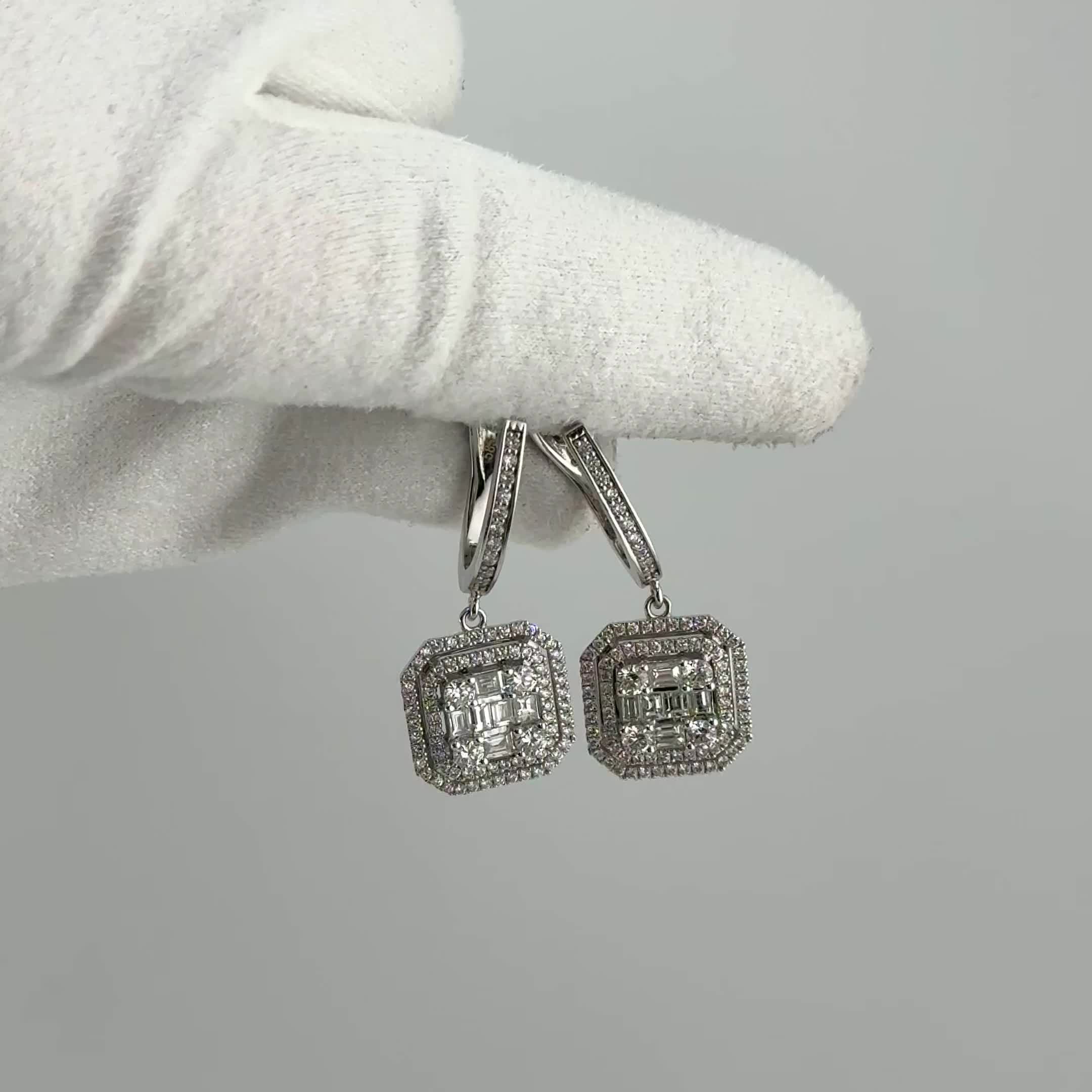 Серьги с бриллиантами из белого золота 585 пробы арт. E1809-1001