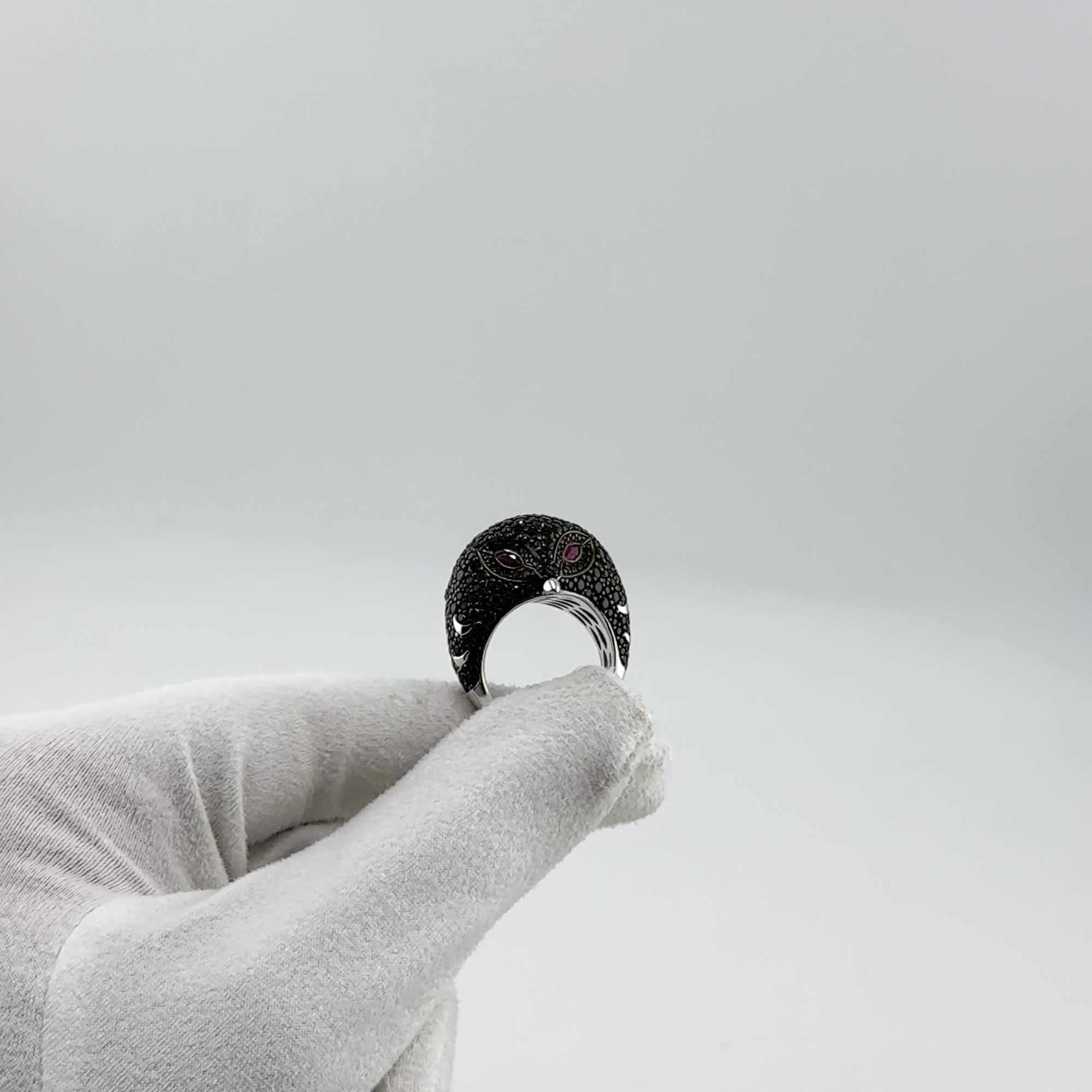 Кольцо "Сова" с фианитами из серебра 925 пробы арт. HPR2244-B_KO_WG
