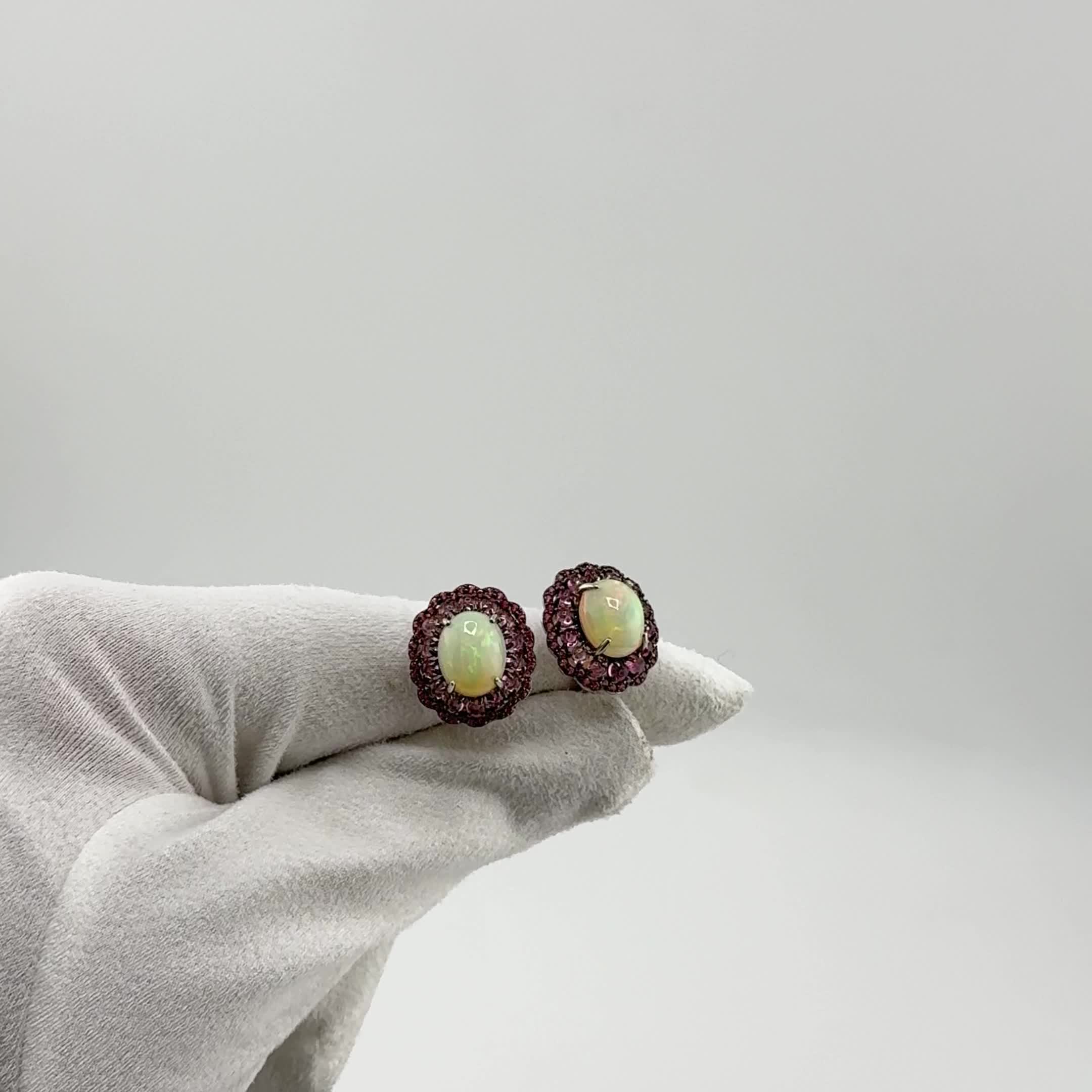 Серьги с опалами, турмалинами и сапфирами из серебра 925 пробы арт. KL17_SR_OS_OP_TUR_WG