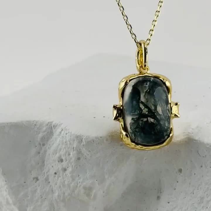 Колье с водным агатом из серебра 925 пробы с позолотой арт. KP2734_TSP_YG