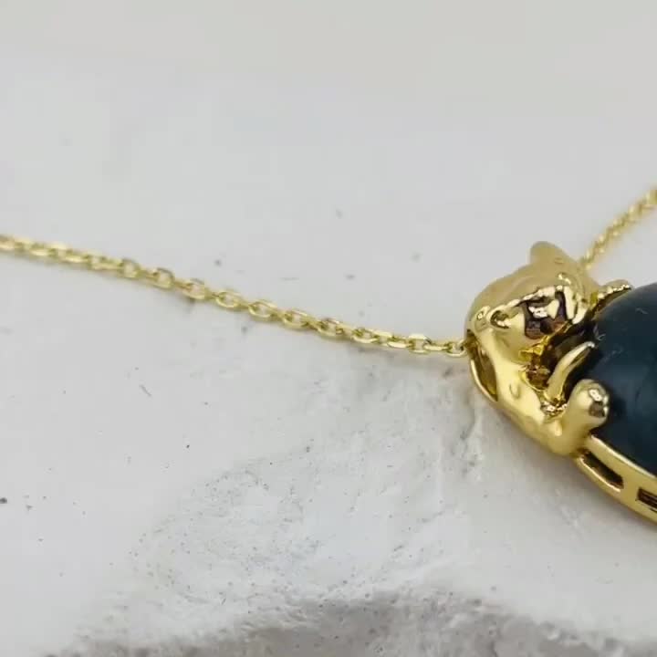 Колье с водным агатом из серебра 925 пробы с позолотой арт. KP2740_TSP_YG