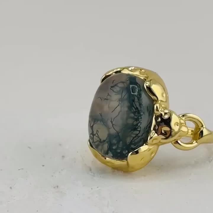 Кольцо с водным агатом из серебра 925 пробы с позолотой арт. KR2494_KO_YG