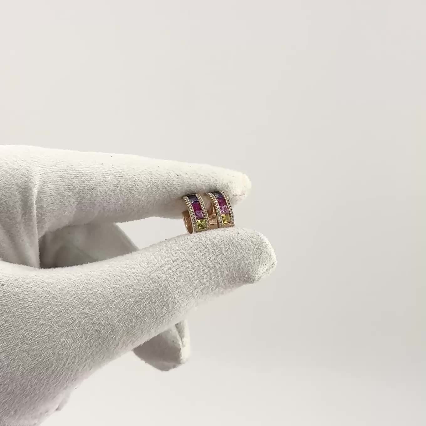 Серьги с сапфирами, рубинами и бриллиантами из золота 585 пробы арт. ME36110A-WD-R1-RG