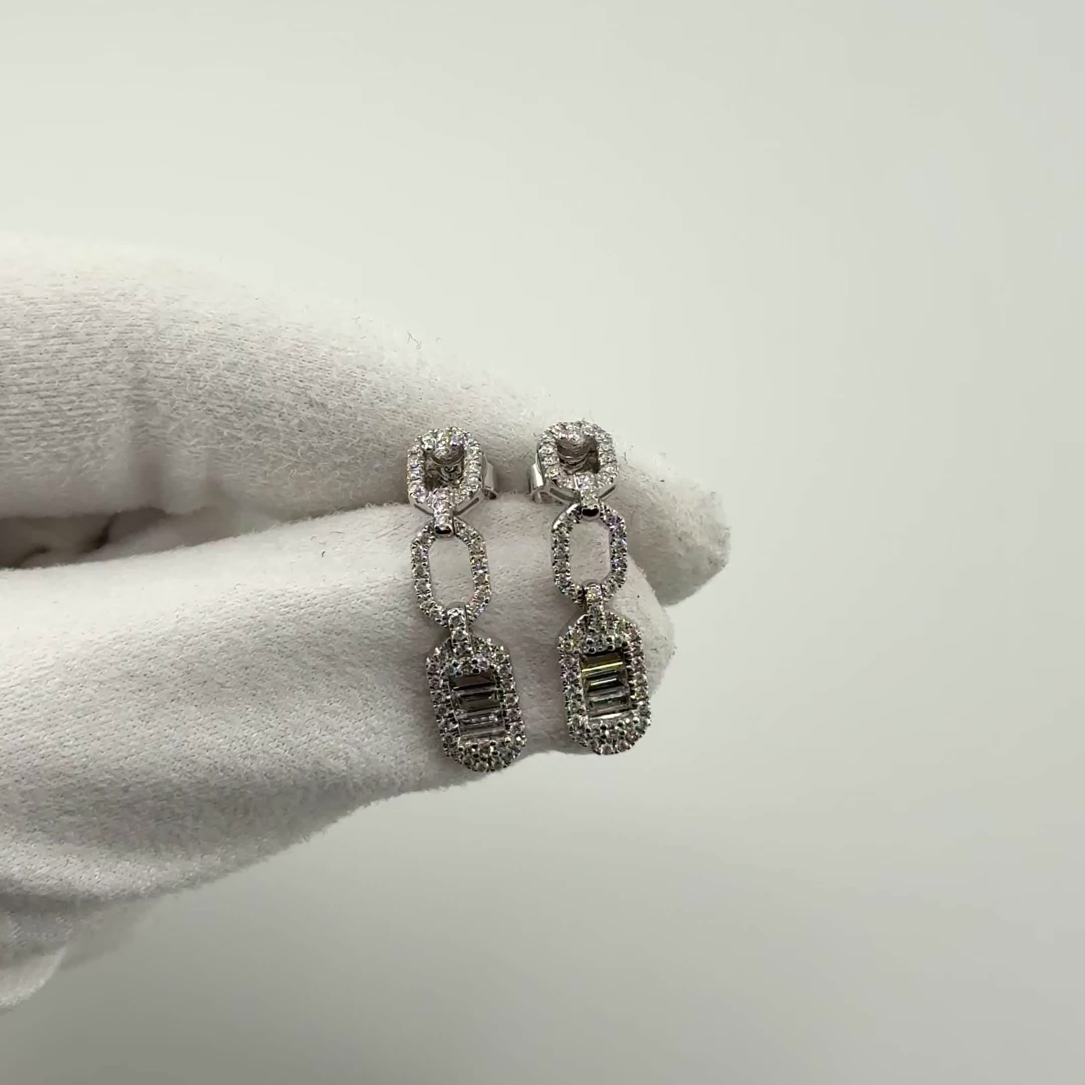 Серьги с бриллиантами из белого золота 585 пробы арт. ME39234