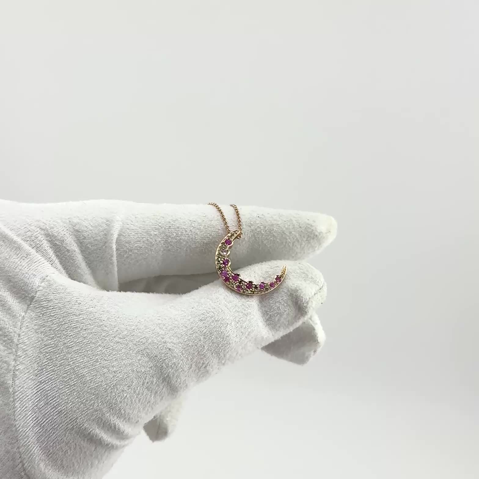 Колье "Луна" с сапфирами и бриллиантами из золота 585 пробы арт. MN22388X-BR-PS-RG