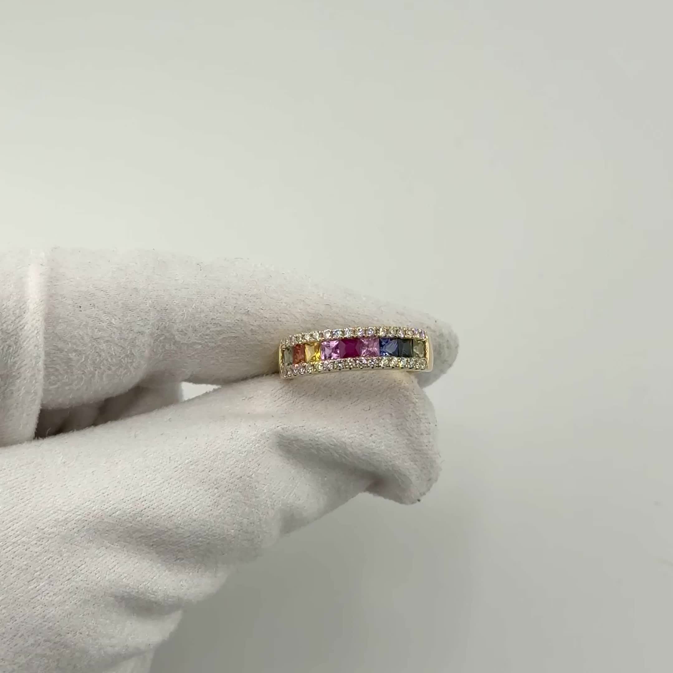 Кольцо с рубинами, сапфирами и бриллиантами из золота 585 пробы арт. MR84217B-WD-R1-YG