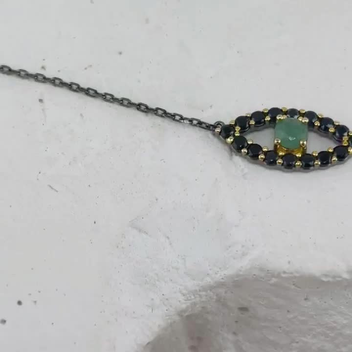 Колье "Глаз" со шпинелью и авантюрином из серебра 925 пробы арт. N02942_KL_AW_SP_BJ