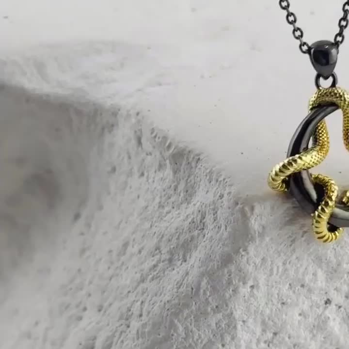 Колье "Змея и Луна" из серебра 925 пробы с позолотой арт. N03146_KL_BJ