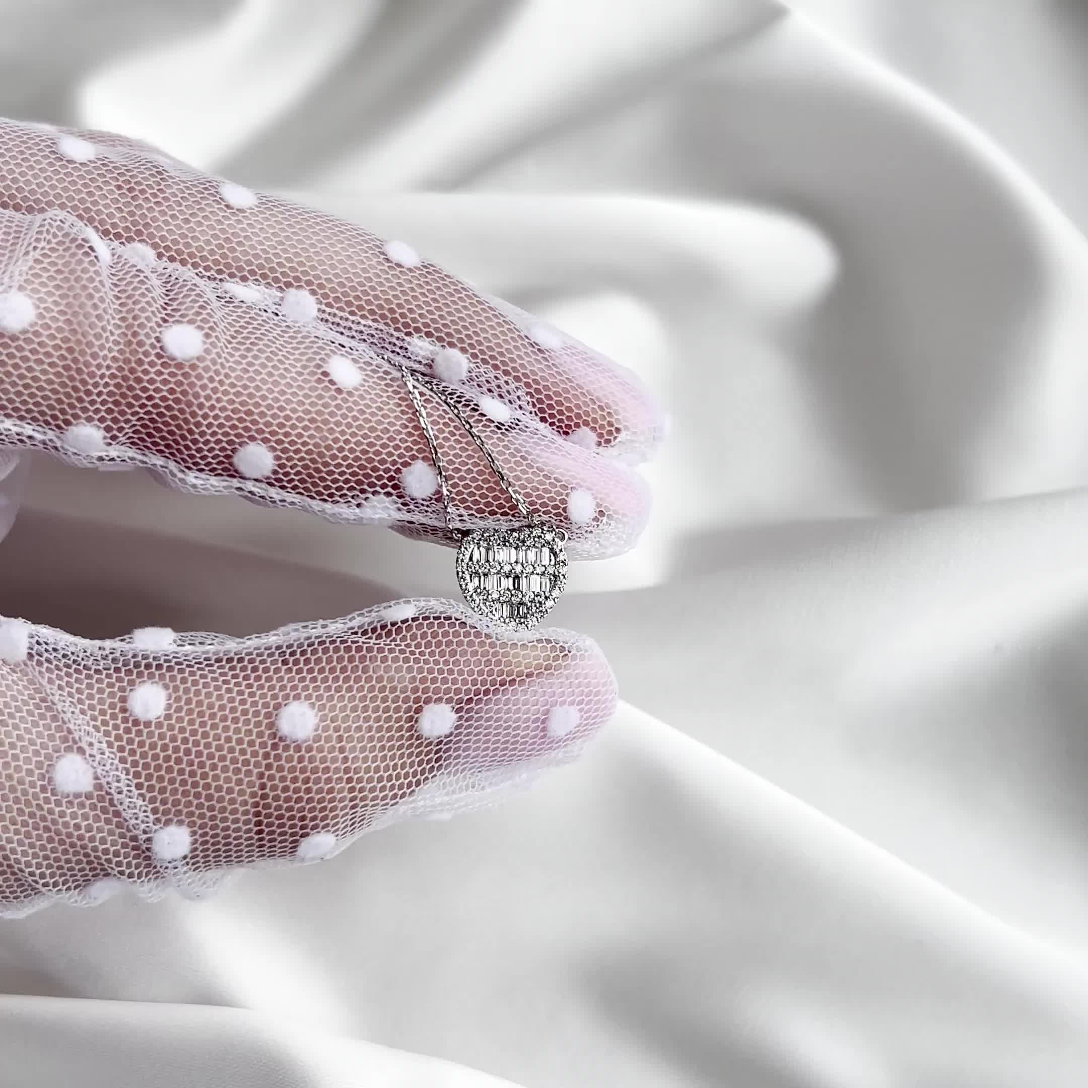 Колье "Сердце" с бриллиантами из белого золота 585 пробы арт. P2879-1001