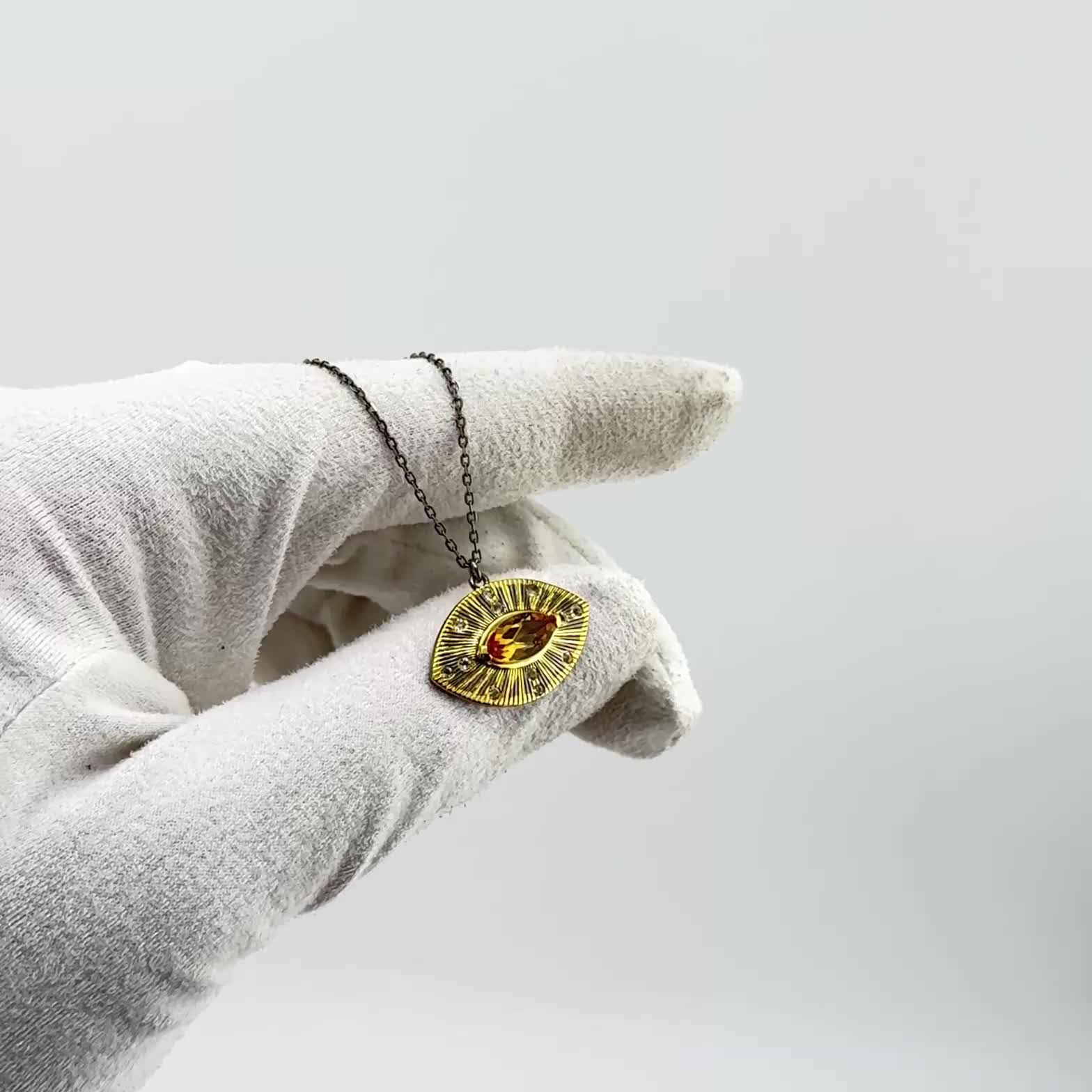 Колье с цитрином и топазами из серебра 925 пробы с позолотой арт. PLN02098_KL_CT_BJ