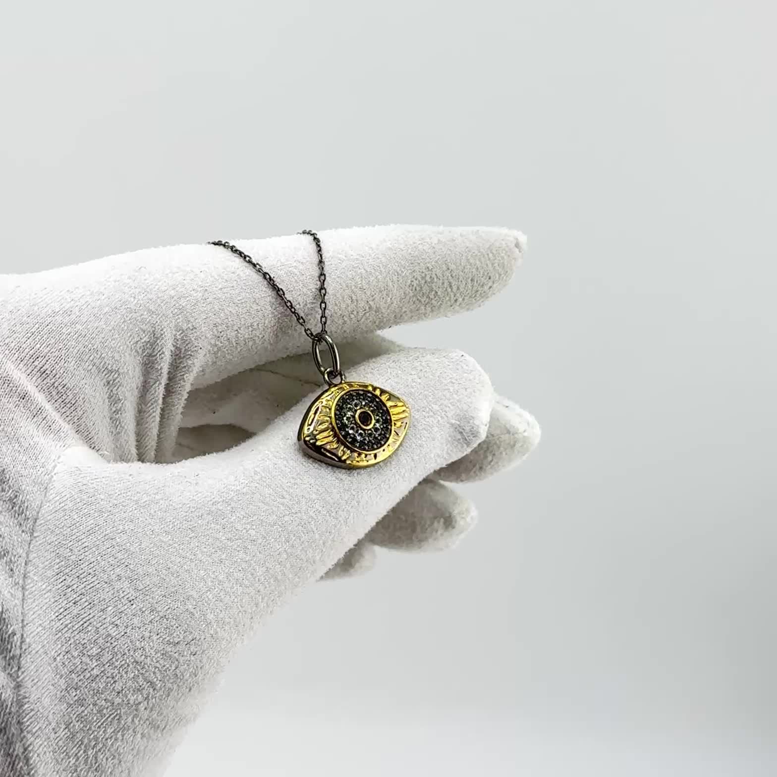 Колье "Глаз" с топазами и шпинелью из серебра 925 пробы с позолотой арт. PLN02099_TSP_SP_BJ