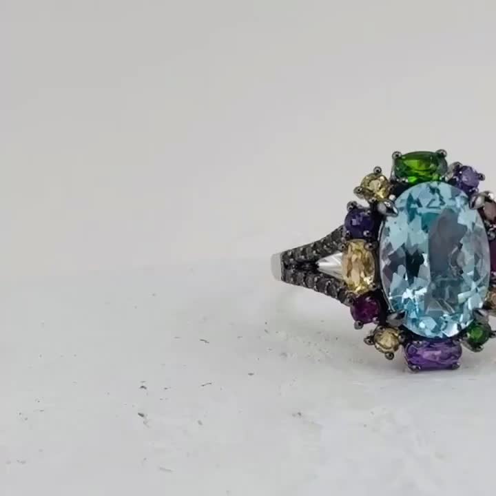 Кольцо с топазом, аметистом, родолитом, цитрином, хромдиопсидом, гранатом и кварцем из серебра 925 пробы арт. R-03275-88-S07_KO_AM_BT_C