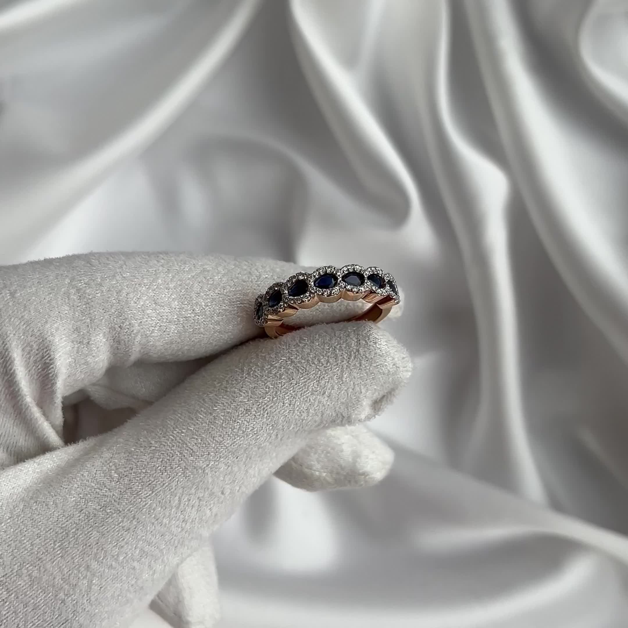 Кольцо с сапфирами и бриллиантами из золота 585 пробы арт. К112-8449С