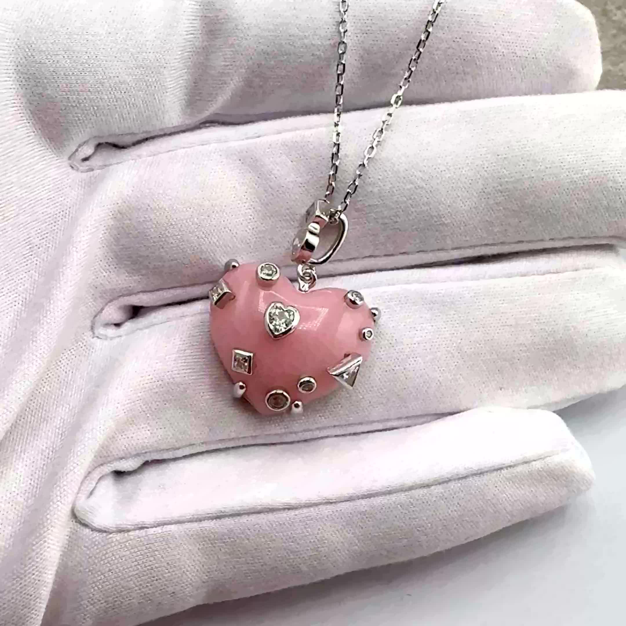 Колье "Сердце" с агатом из серебра 925 пробы арт. NK445