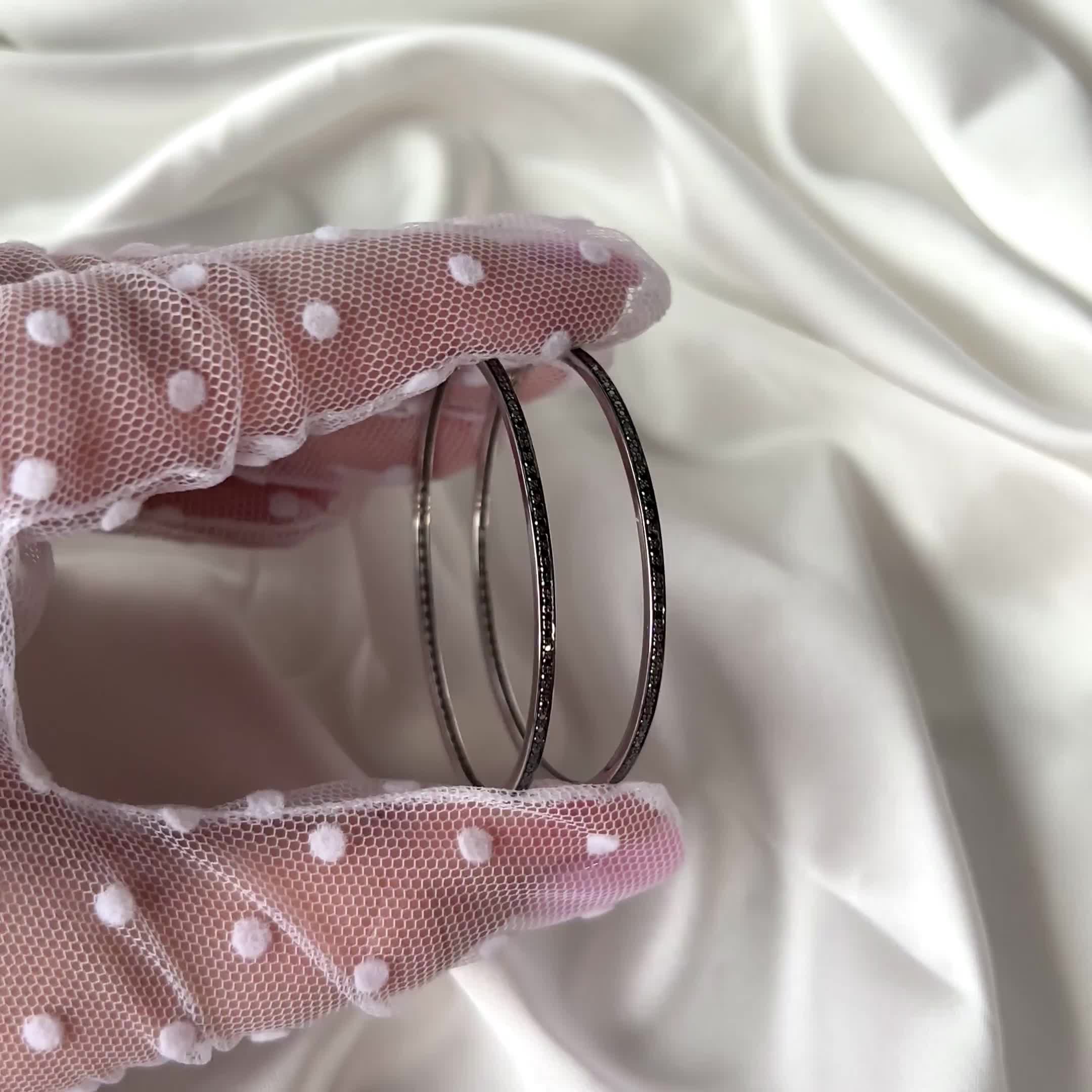 Серьги с черными бриллиантами из белого золота 585 пробы арт. С/517-205