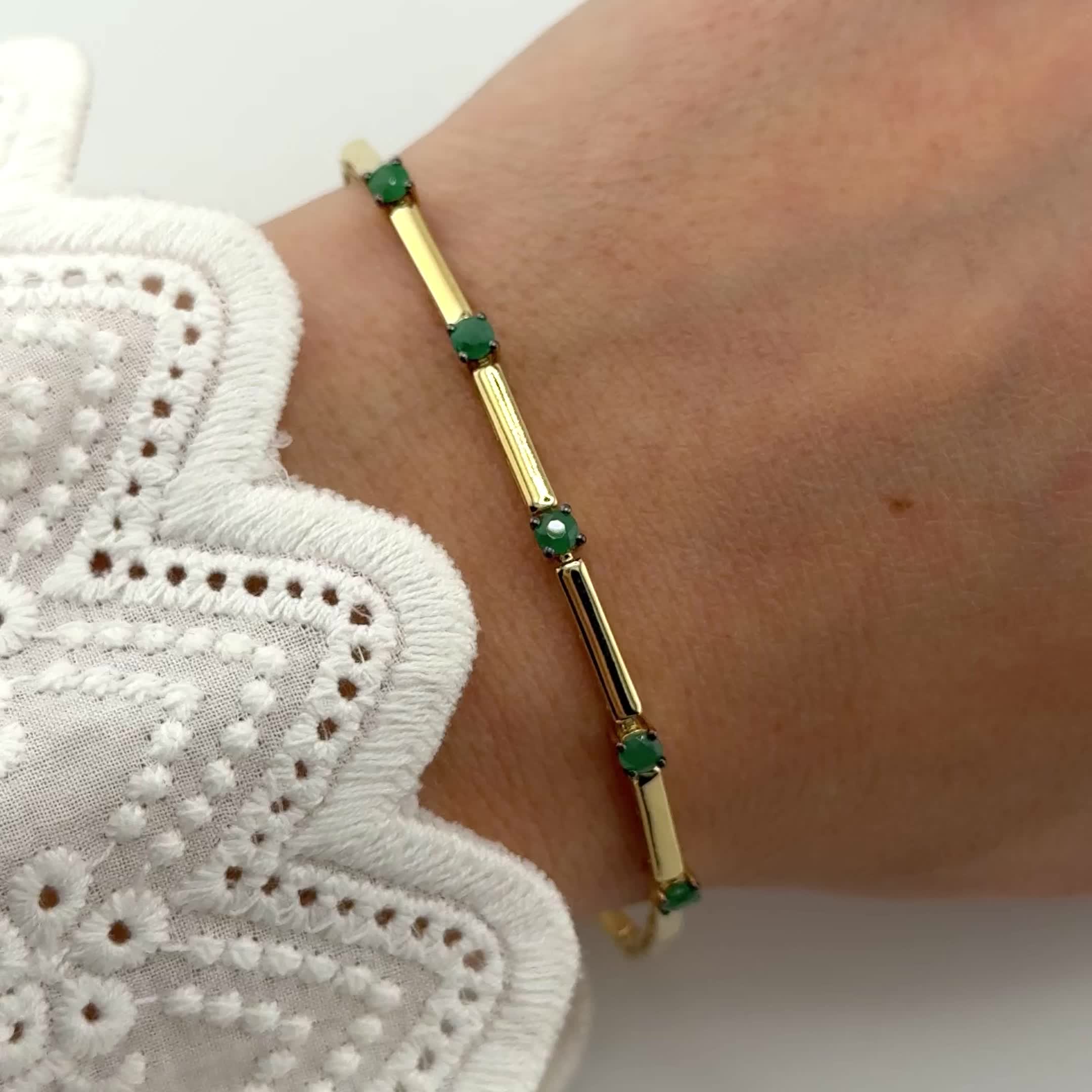 Браслет с изумрудами из желтого золота 585 пробы арт. Б/706-303БР