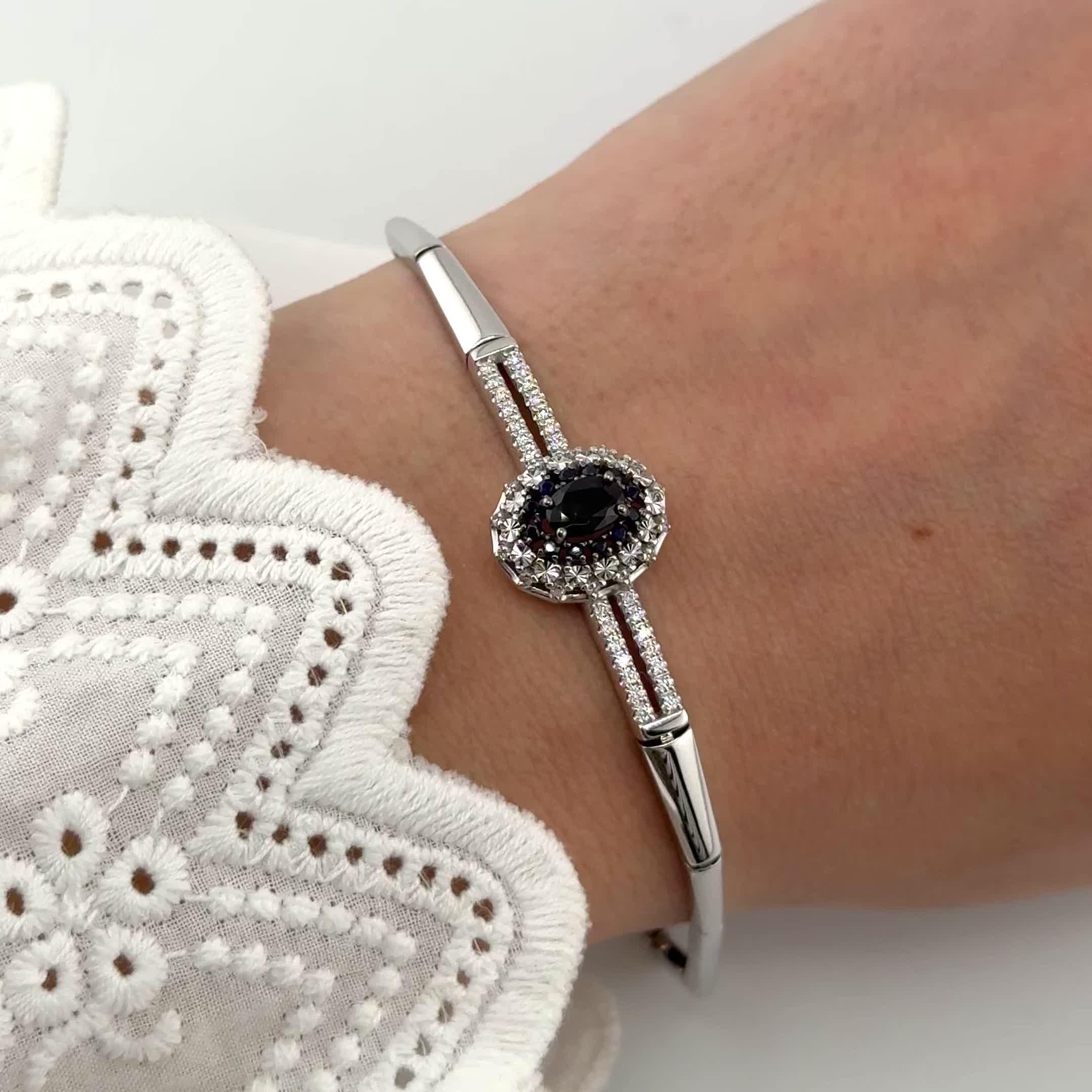 Браслет с сапфиром и бриллиантами из белого золота 585 пробы арт. Б/709-222