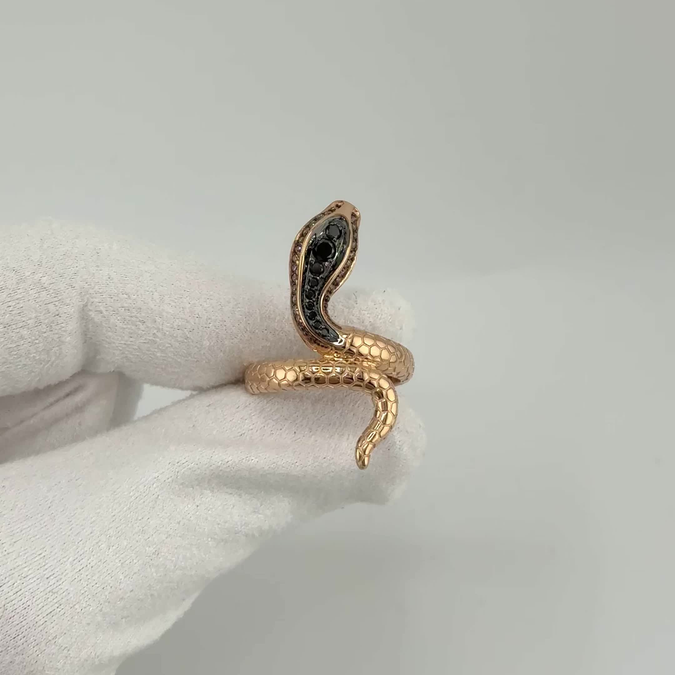 Кольцо "Змея" с бриллиантами из золота 585 пробы арт. К/947-135
