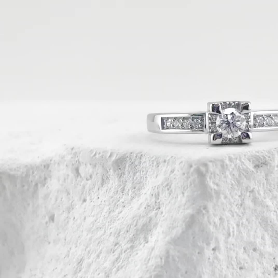 Кольцо с бриллиантами из белого золота 585 пробы арт. К/782-220