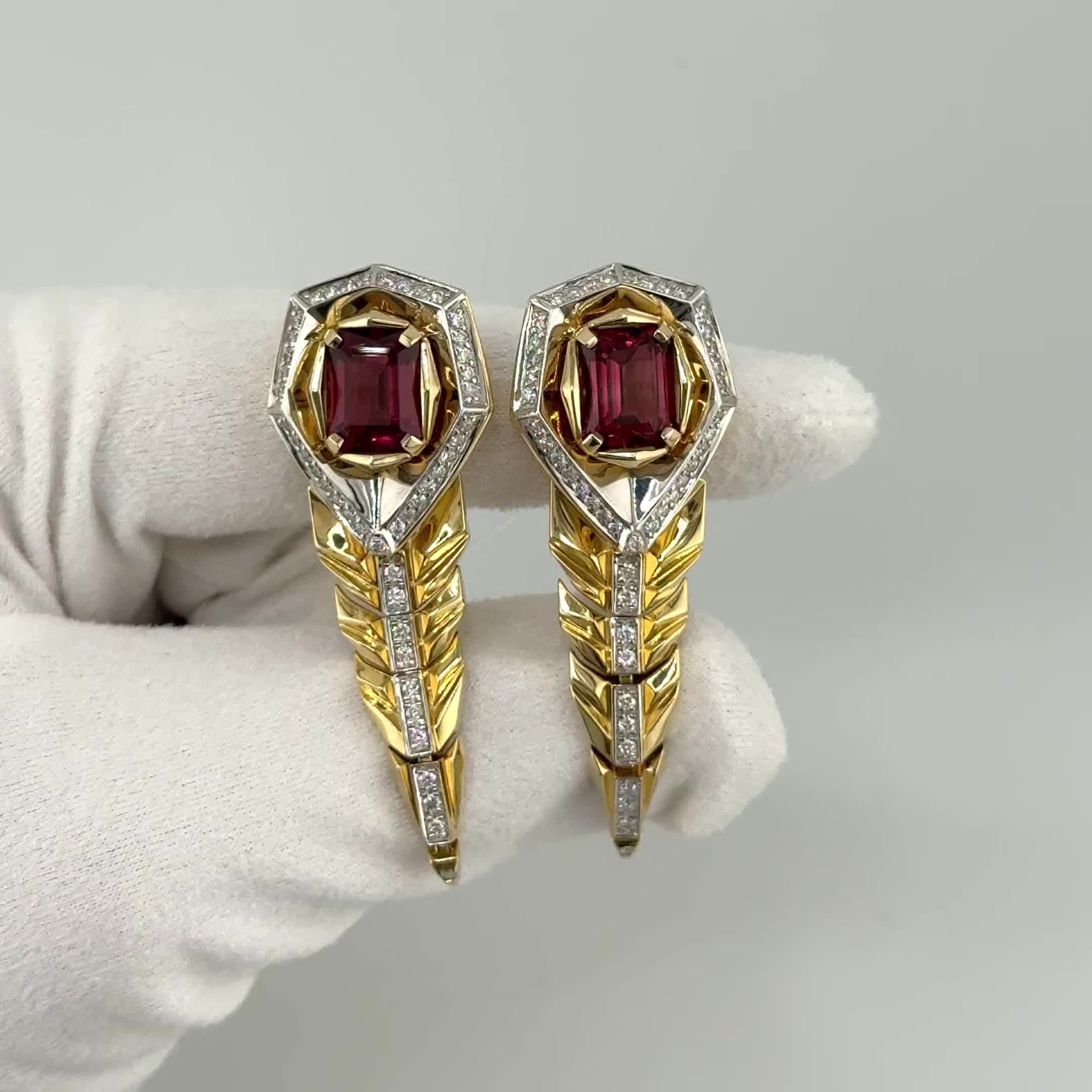 Серьги с турмалинами и бриллиантами из золота 585 пробы арт. С/699-301/3